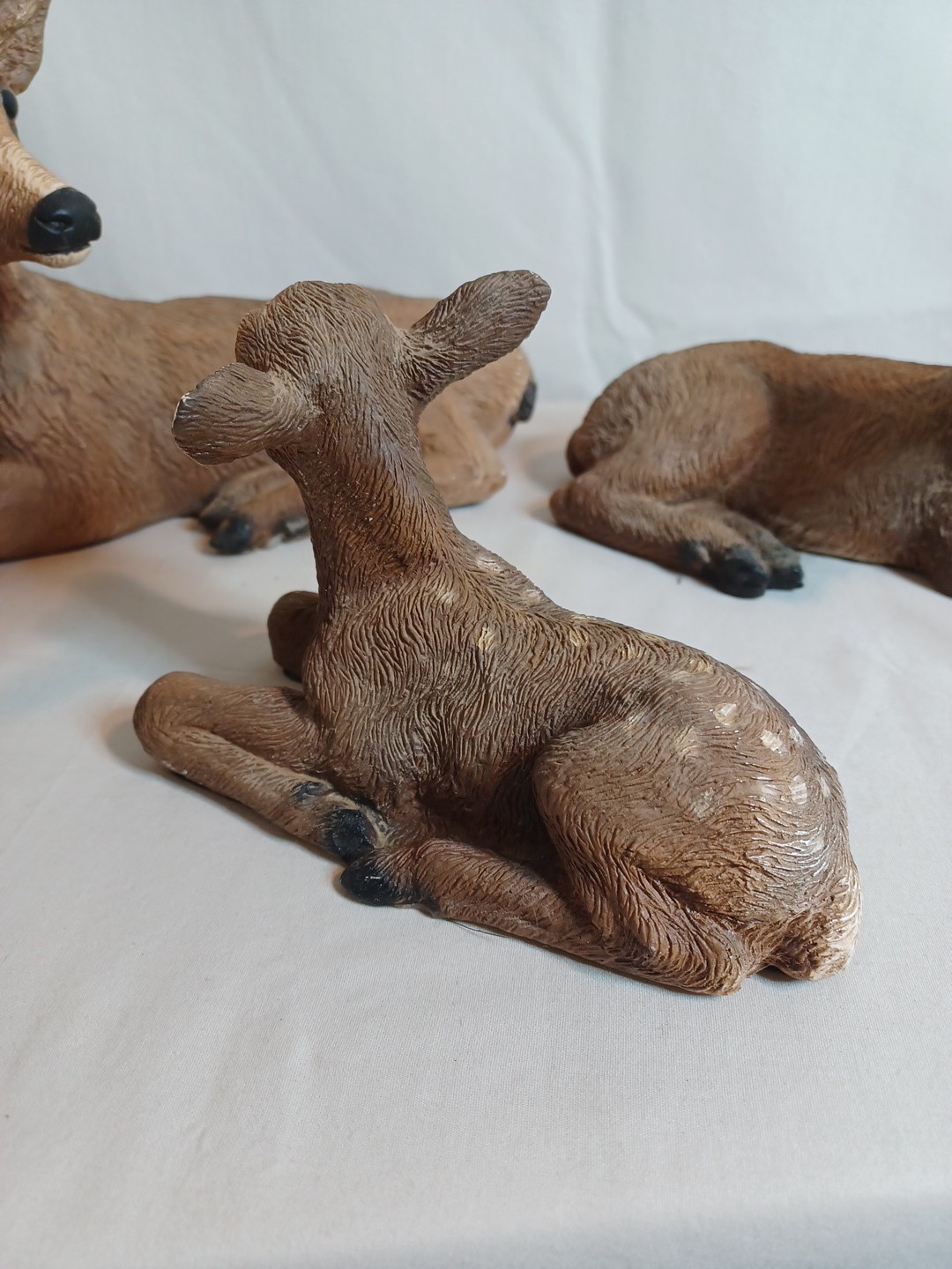 Vintage Homco Deer Family 1984 Buck Doe Fawn Resin Farmhouse Man Cave Cabin USA