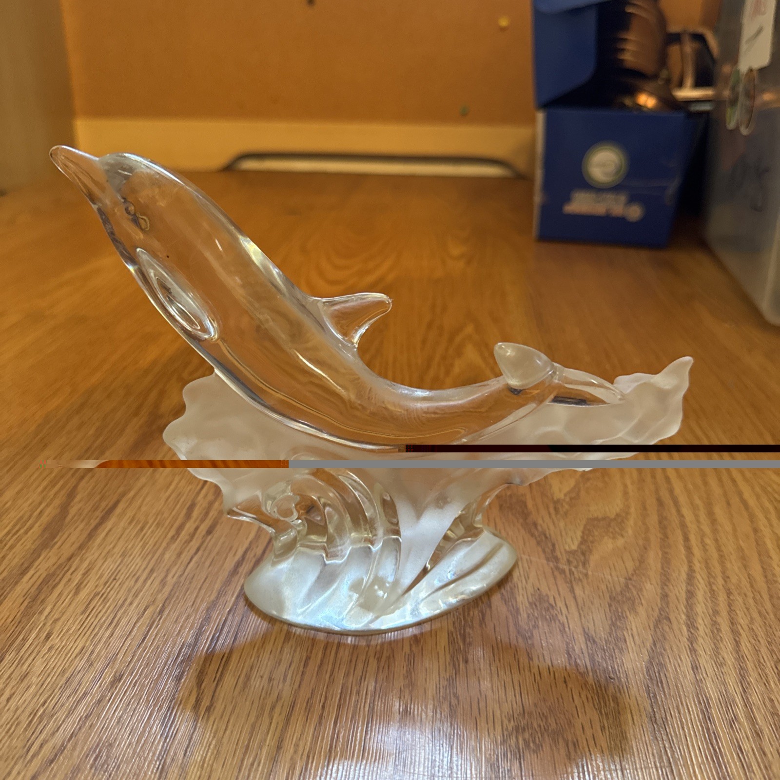 VTG 1995 LENOX Fine Crystal Majestic Dolphin Frosted Wave Figurine Germany