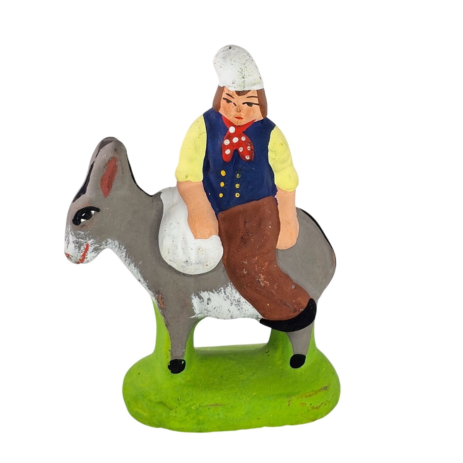 Vintage Santon Marcel Carbonel Man On Donkey Figurine Terracotta France