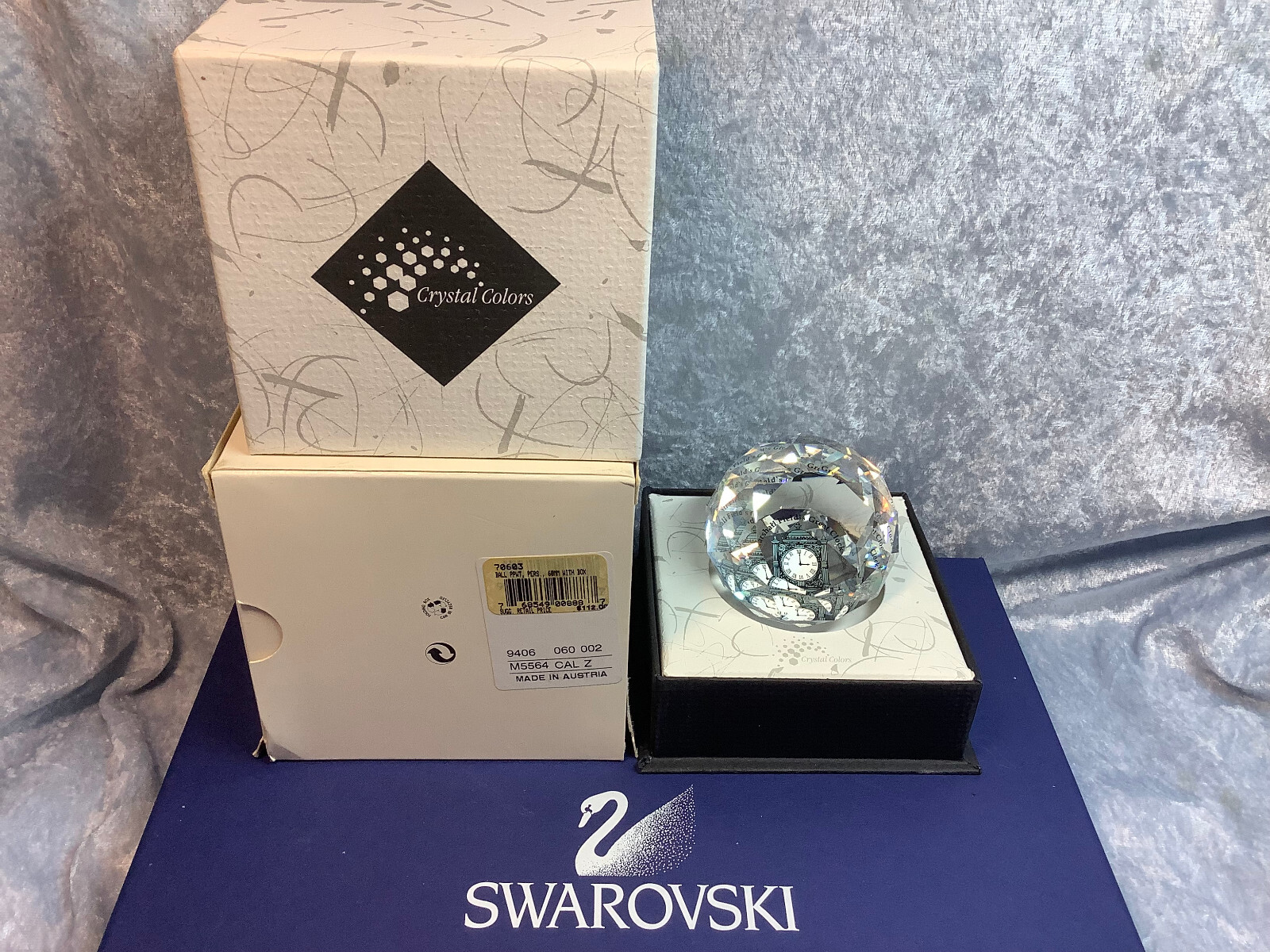 Swarovski Marshall Fields Great Clock Round Ball 60mm Paperweight. MIB