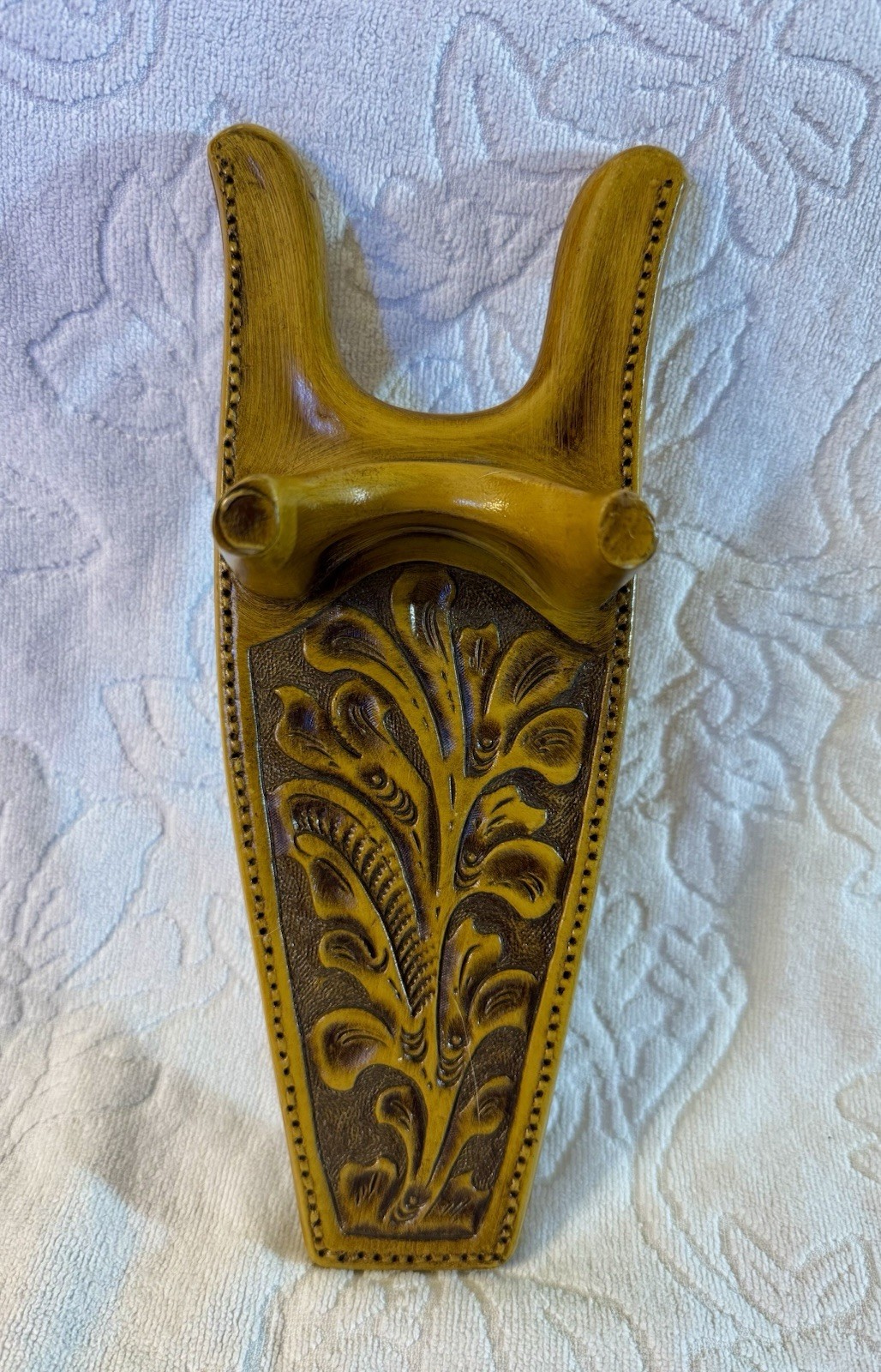 RALIDE FLORAL DESIGN MOLDED PLASTIC BOOT JACK BROWN VINTAGE 10”
