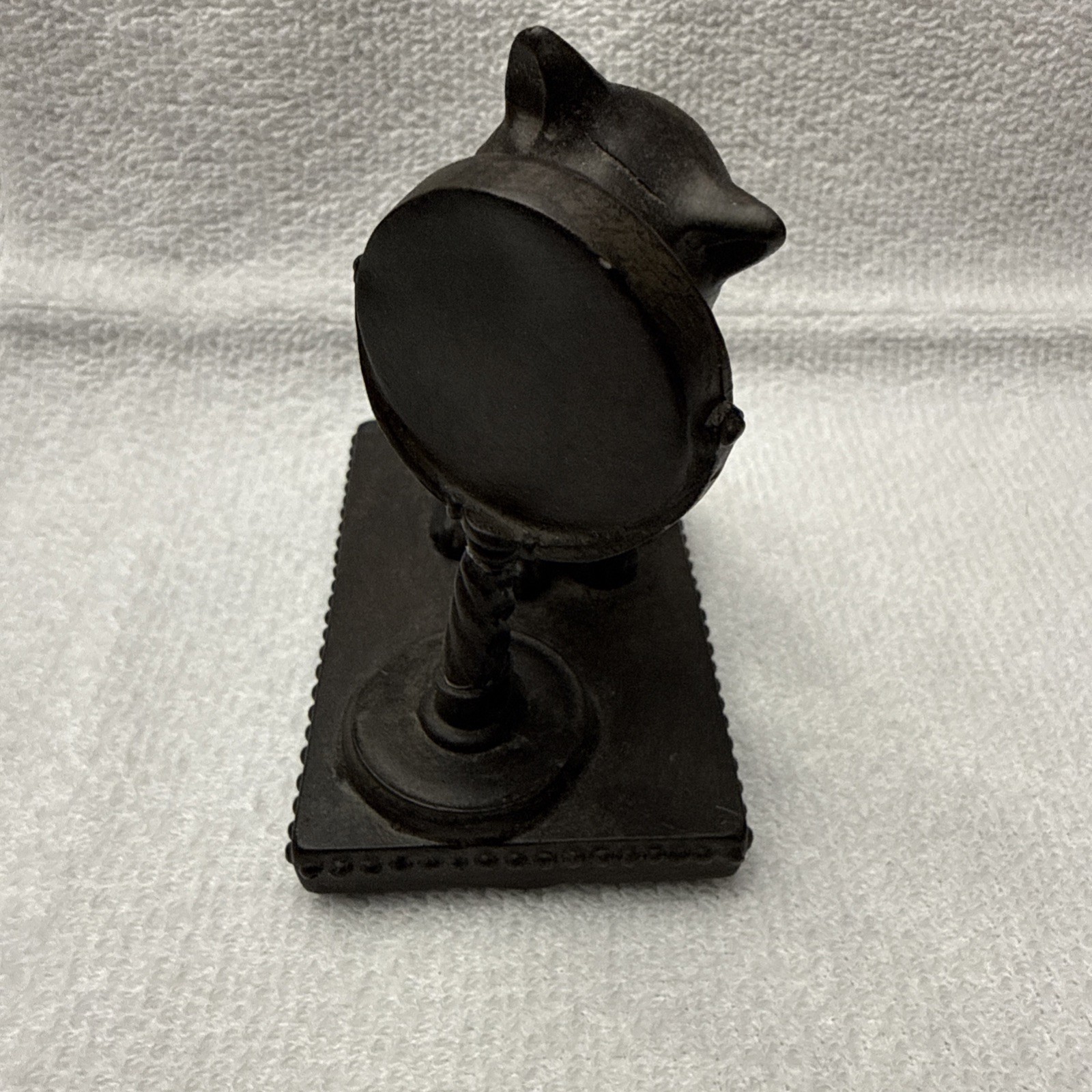 Black Cat Looking In Mirror Halloween shelf sitter Paperweight Resin Figurine