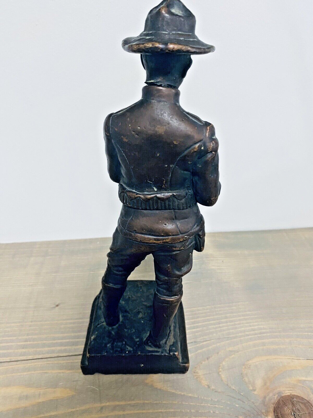 Vintage K.B.W. Bronze Clad Spanish-American Army Soldier Statue Antique Bookend