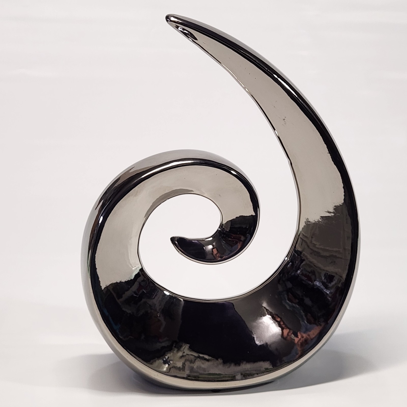 Pier 1 Silver Swirl Wave Sculpture Retired Modern Abstract Decor Chrome
