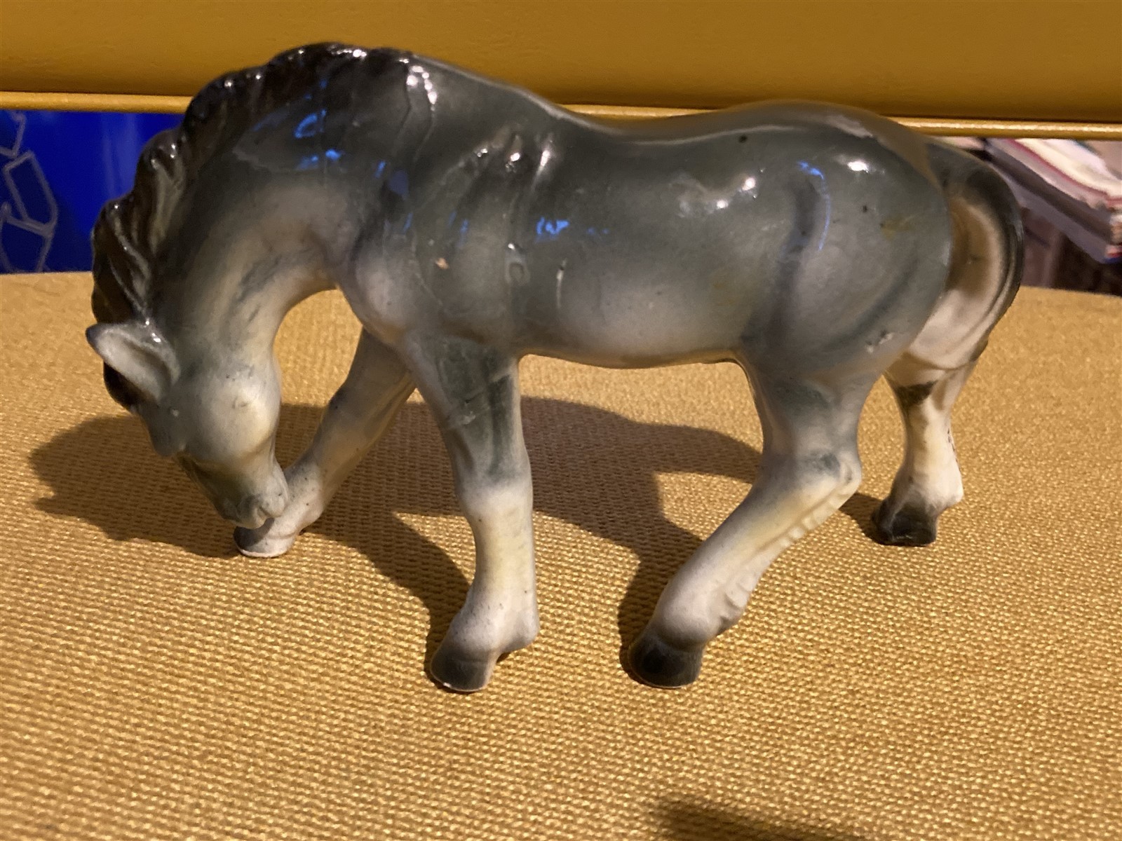 cute vintage ceramic horse figurine, Wales of Japan, 6 inches