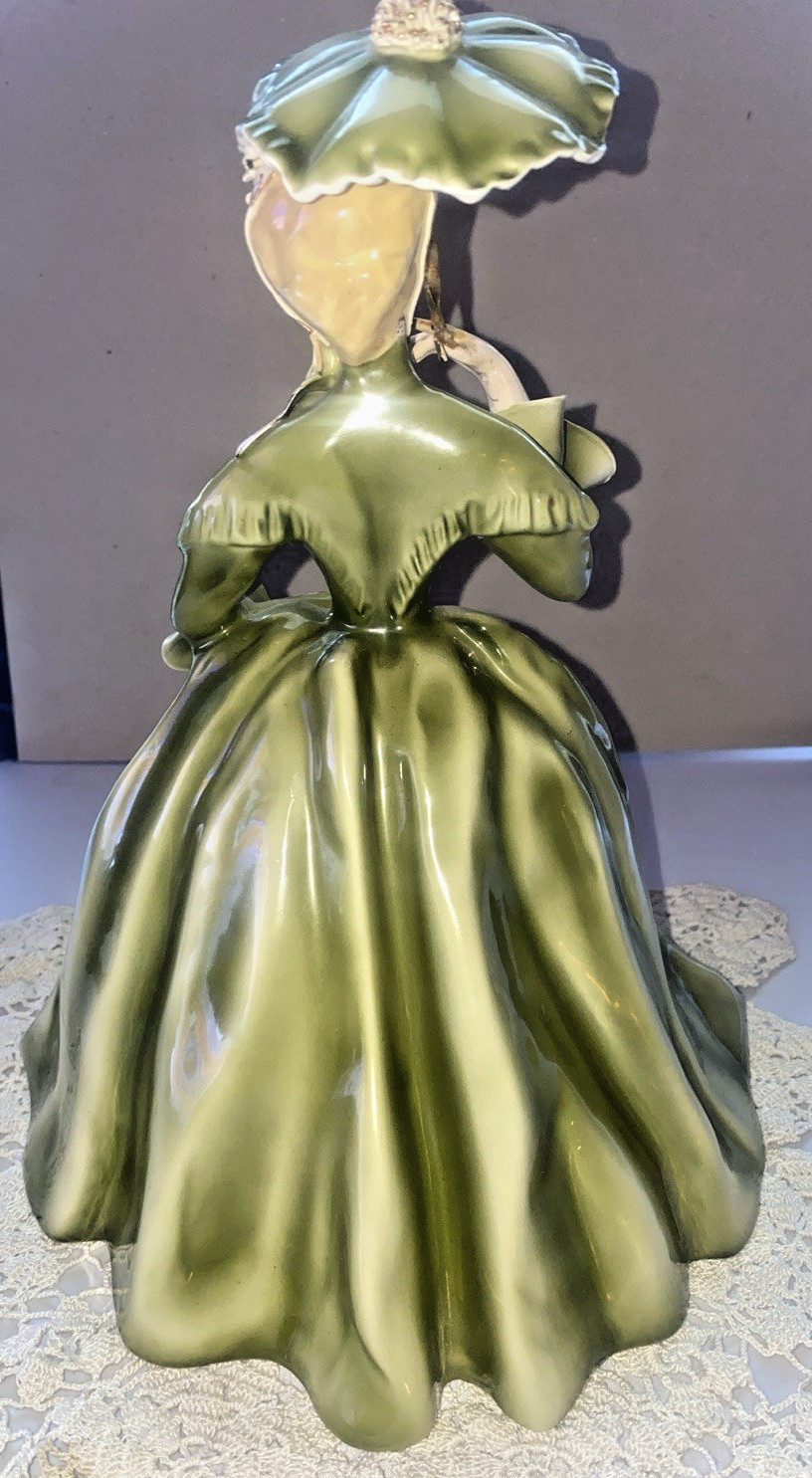 FLORENCE CERAMICS VIVIANE LADY with PARASOL VICTORIAN DRESS 50’s VINTAGE SIGNED
