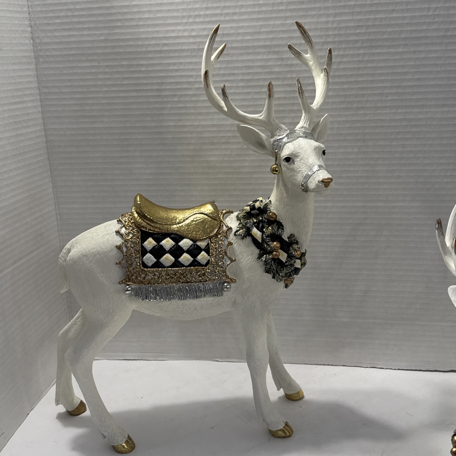 Mackenzie Childs Winter White Stag Bundle – Standing and Matching Resting Stag