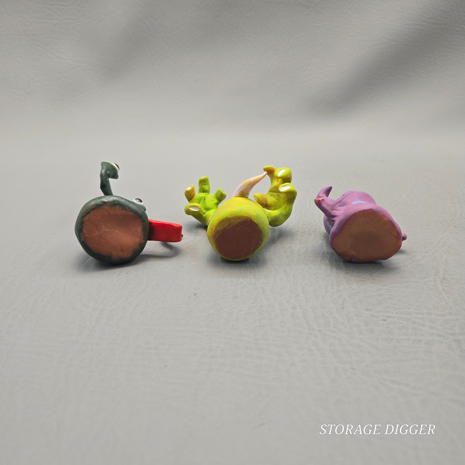 Set of 3 Handmade Polymer Clay Multicolor Hand Painted Monsters Figurines