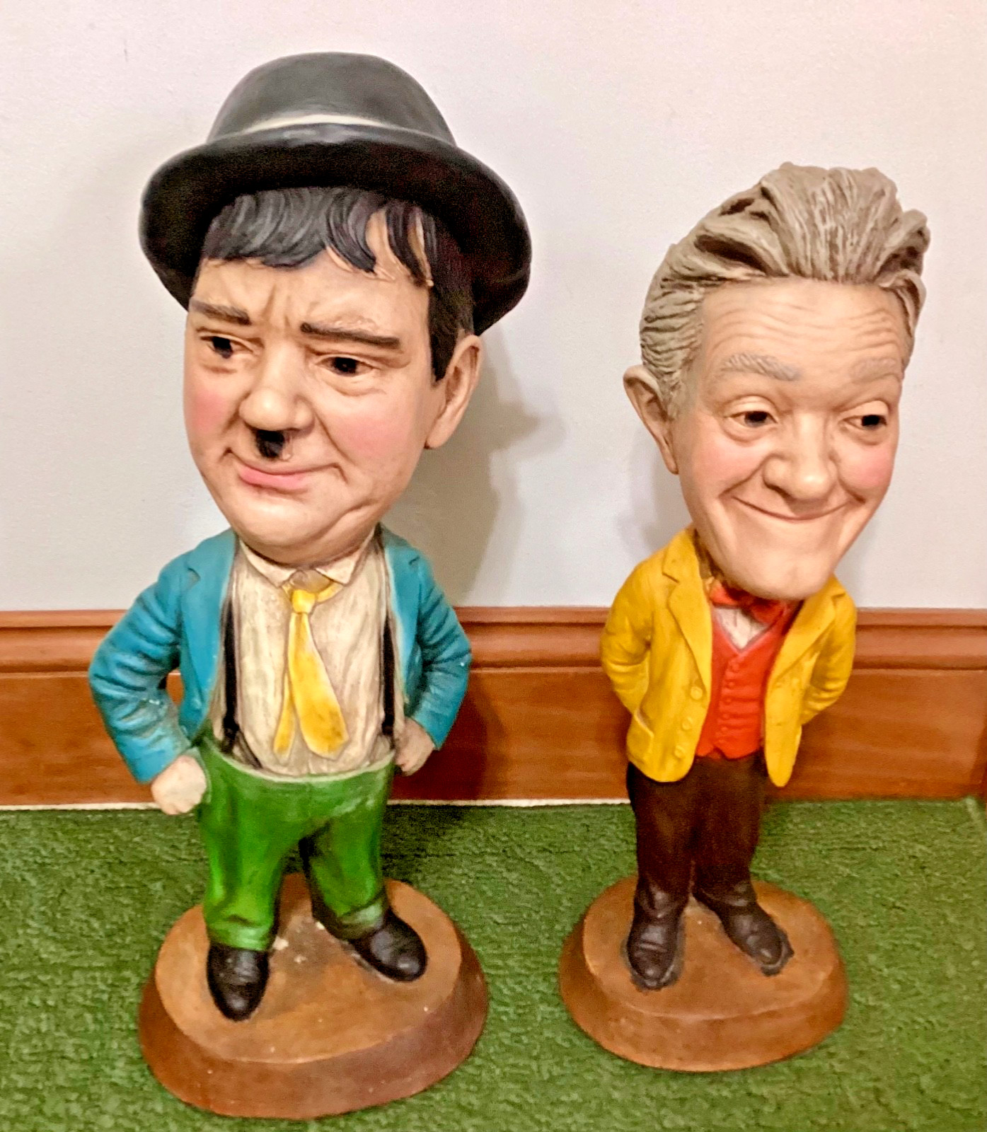 LAUREL & HARDY 17” Esco Chalkware Figure Statues Chalk Ware 1971 Vintage