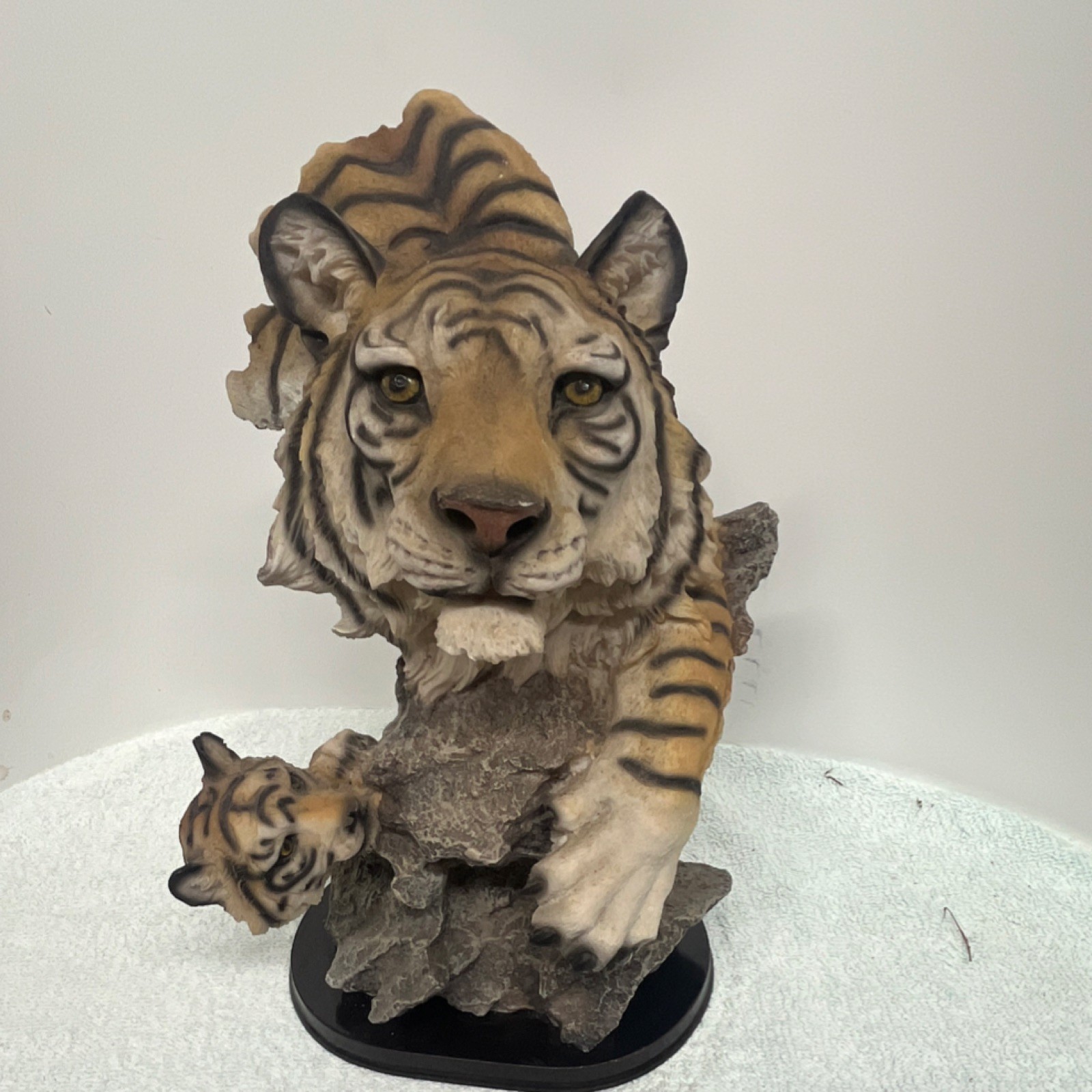 Tiger Resin Figurine Brown White Black Matte Wild Animal Sculpture for Any Room