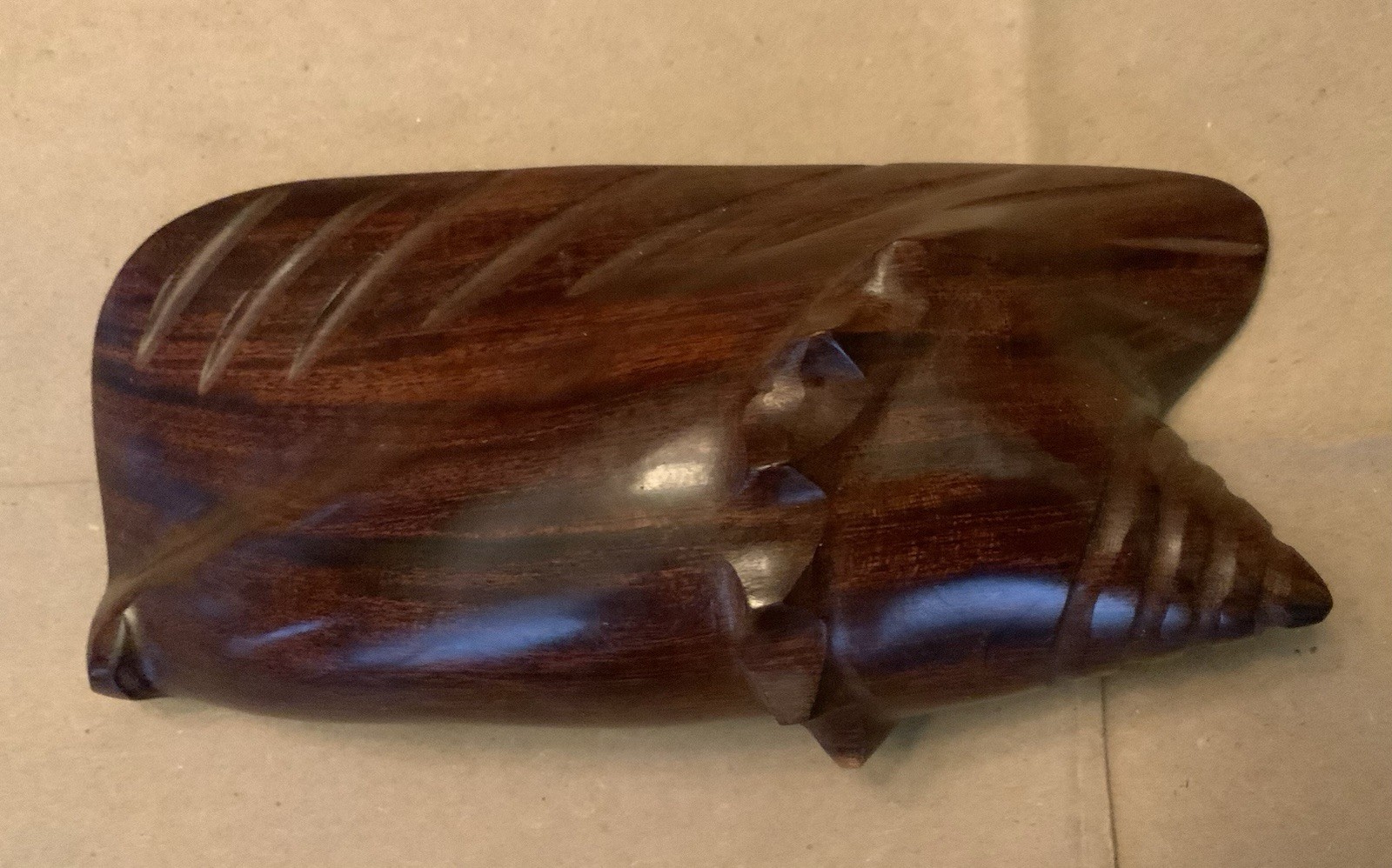 Ironwood Wood Conch Sea Shell Hand Carved Seashell Nautical Décor Sculpture