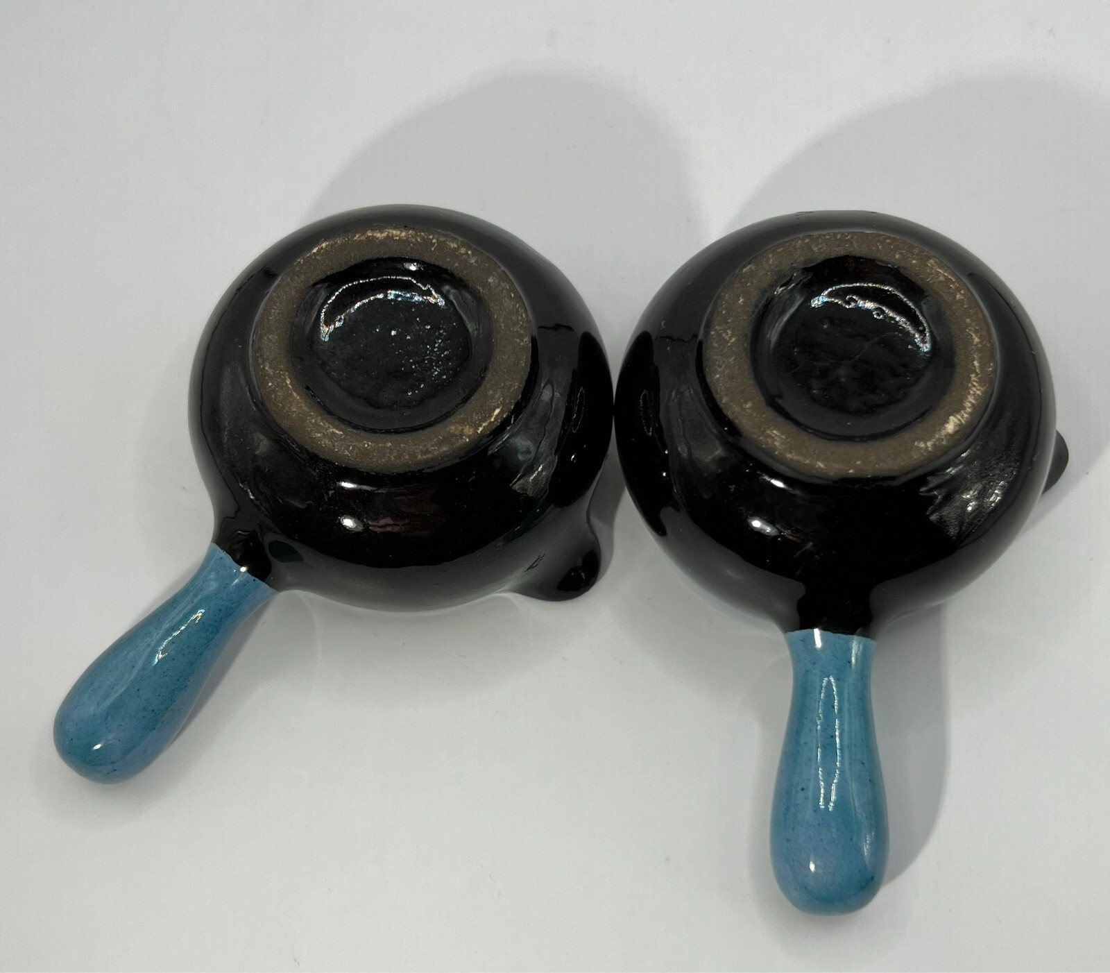 Terracota Miniature Pots Boy Girl Handpainted Blue Black 3.5 in x 1.25in