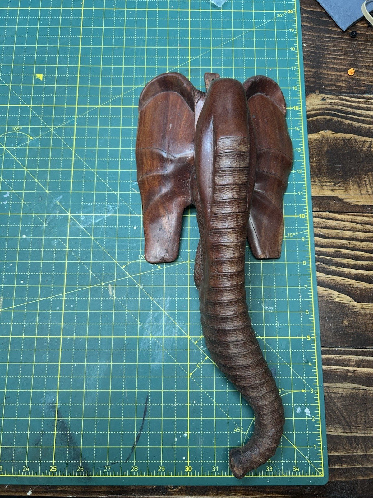 Stunning Large Hand-Carved Wooden Elephant Head Wall Hanging – Made in Kenya 17”