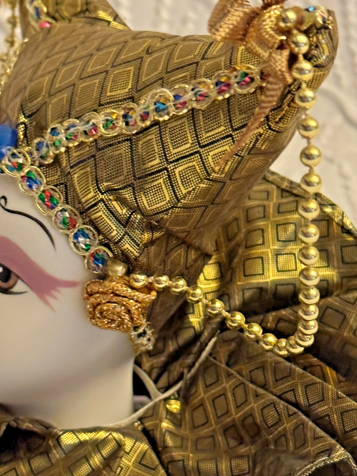 Mardi Gras Shelf Sitter Doll Head Jester jewel decorated Carnival Collar
