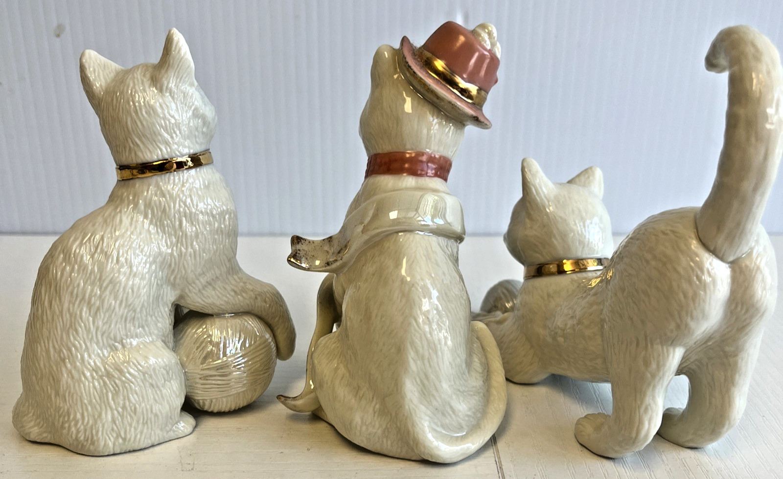 Lenox Topaz Birthstone Birthday Kitty Cat Figurine & Happy New Year Cat