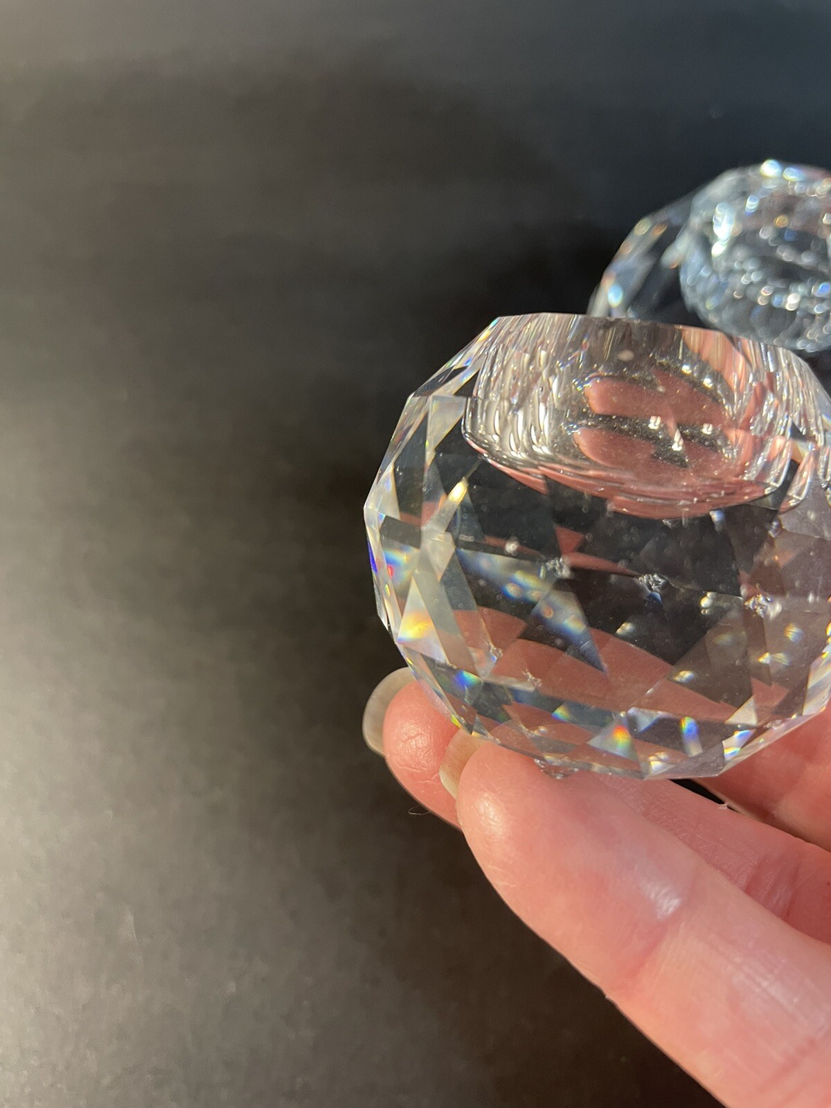 Swarovski Silver Crystal Faceted Ball Candle Holders 2 Sizes-small Chips On All
