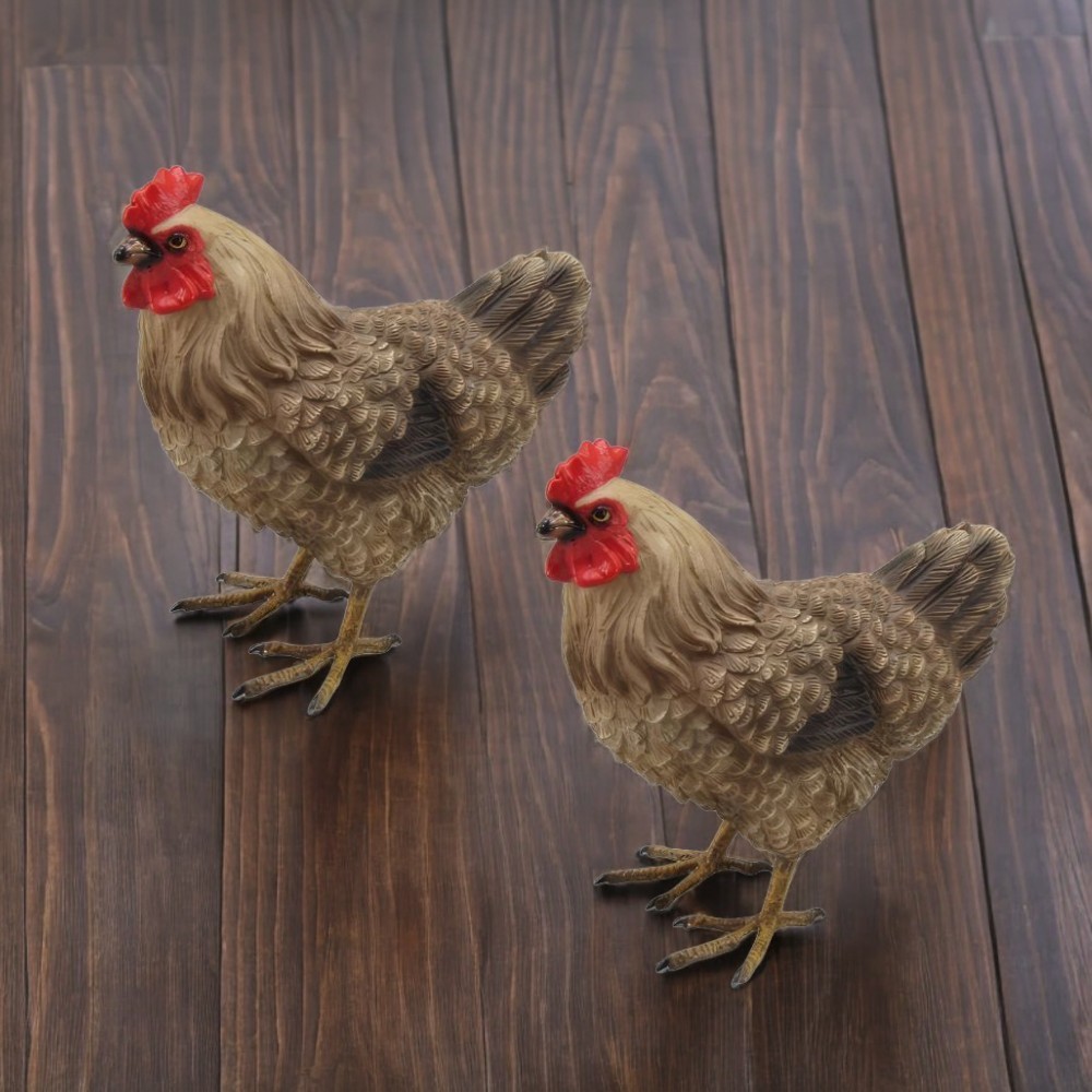 2-PC Gift Set 4.75″H Brown Hen Figurine Ornament Home Decor Unique Gift