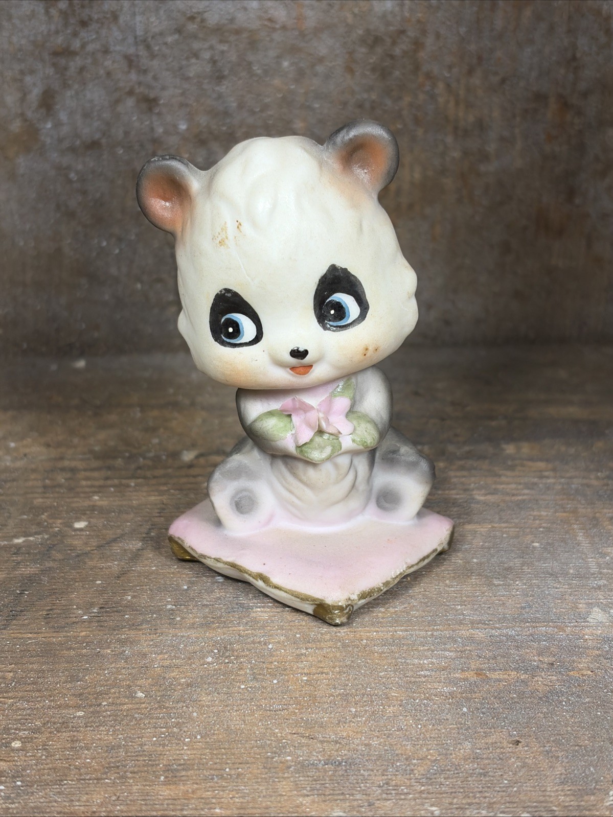 Vintage Anthropomorphic Panda Bear On Pillow Porcelain Figurine HBB