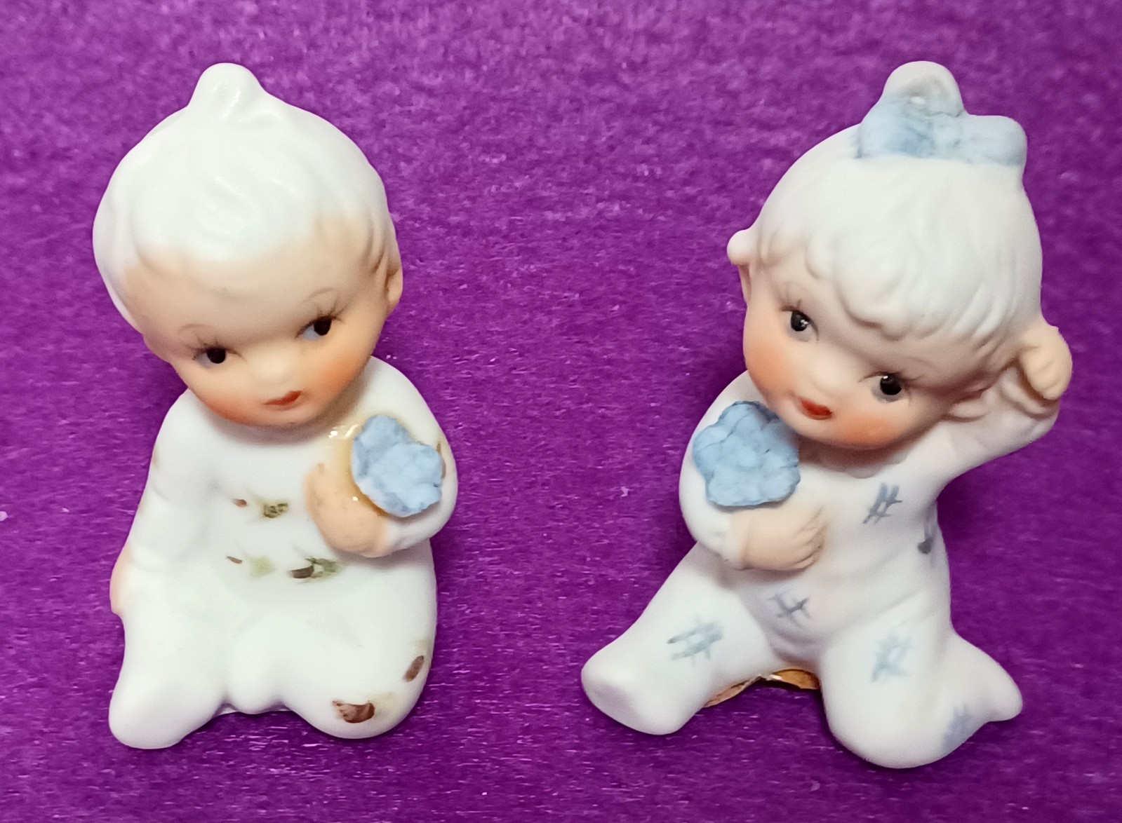 Lot of 10 Mini Porcelain Bisque Pajama Babies Frankel Taiwan 2″ Vtg 1970’s