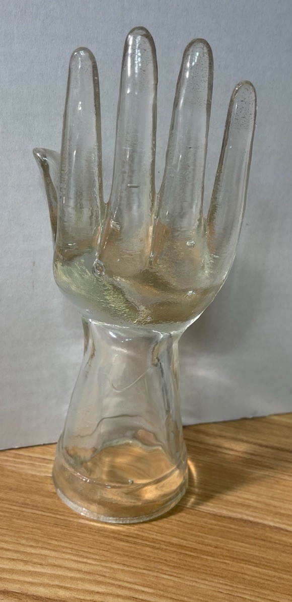 Vintage MCM Art Glass Hand Ring Holder Jewelry Display Sculptural Decor