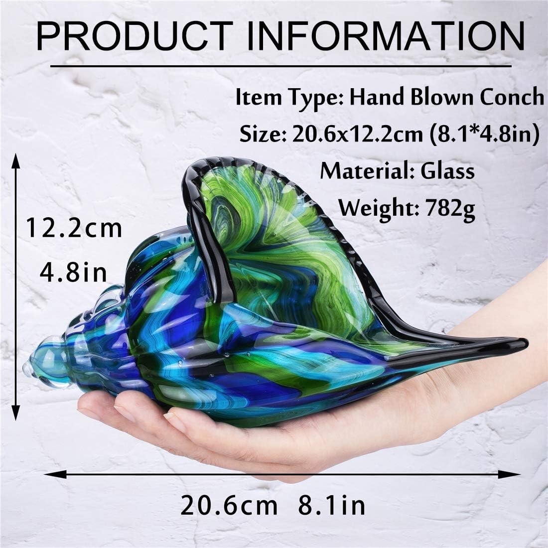 Handcrafted Glass Conch Decor – Beautiful Home Accent