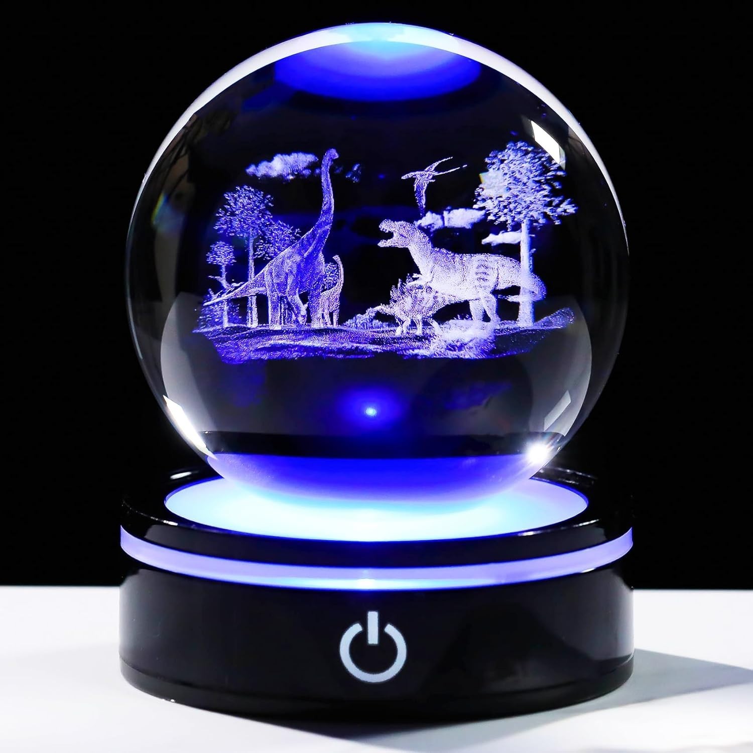YWHL 3D Dinosaur Figurine Crystal Ball with Colorful Light Base,Free Shipping