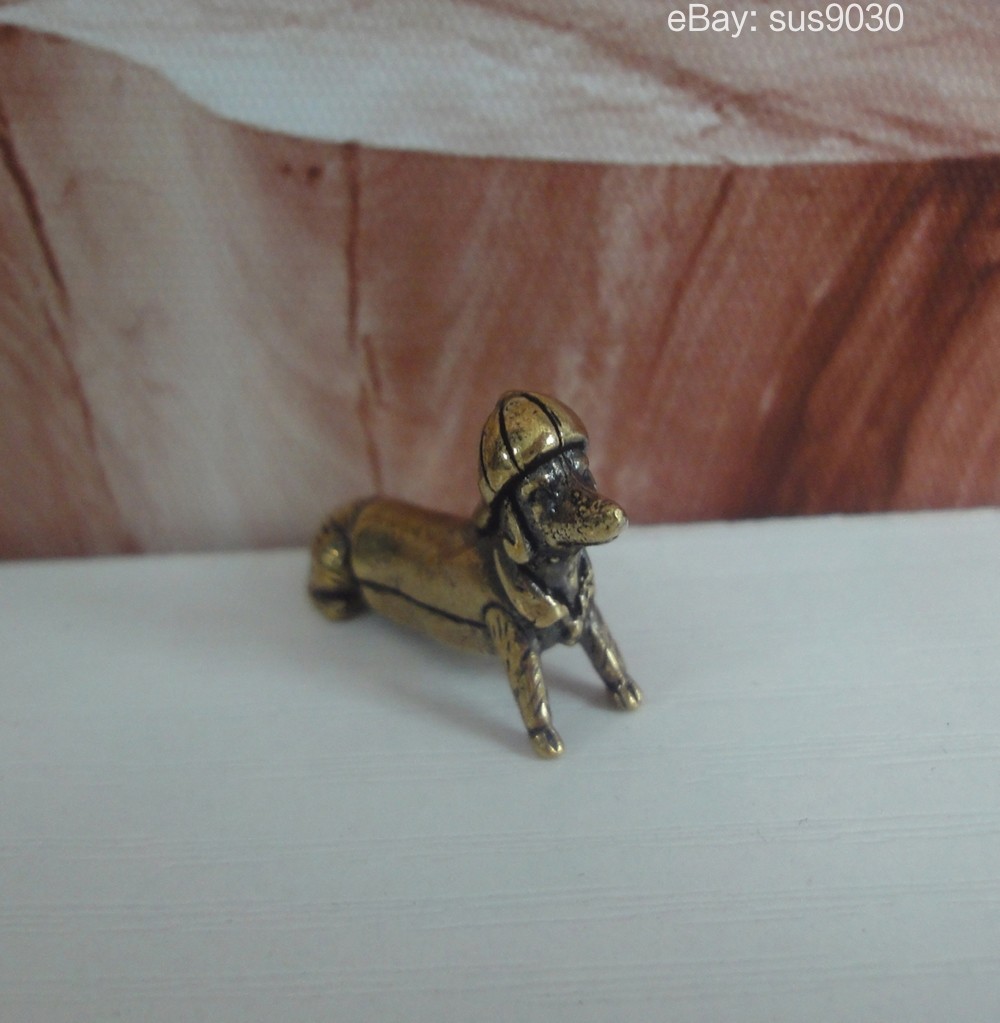 Brass Dachshund Figurine Vintage Mini Statue Dog Sculpture
