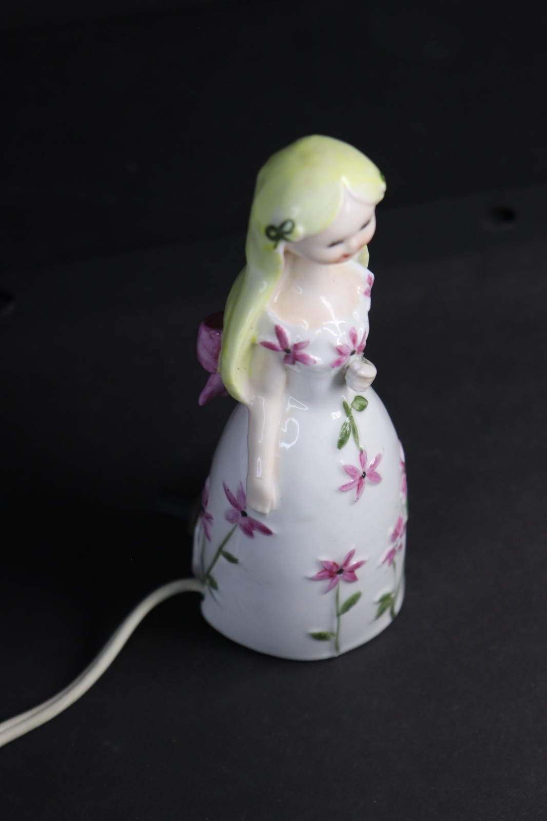 VTG All Nations Labs Girl Portable Lamp Figurine, Floral Dress Night Light