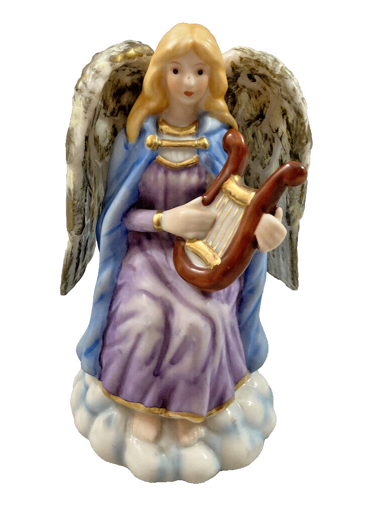 ANGEL Playing Harp porcelain Figurine 4.75″H Classic Collectibles RUTH 1997