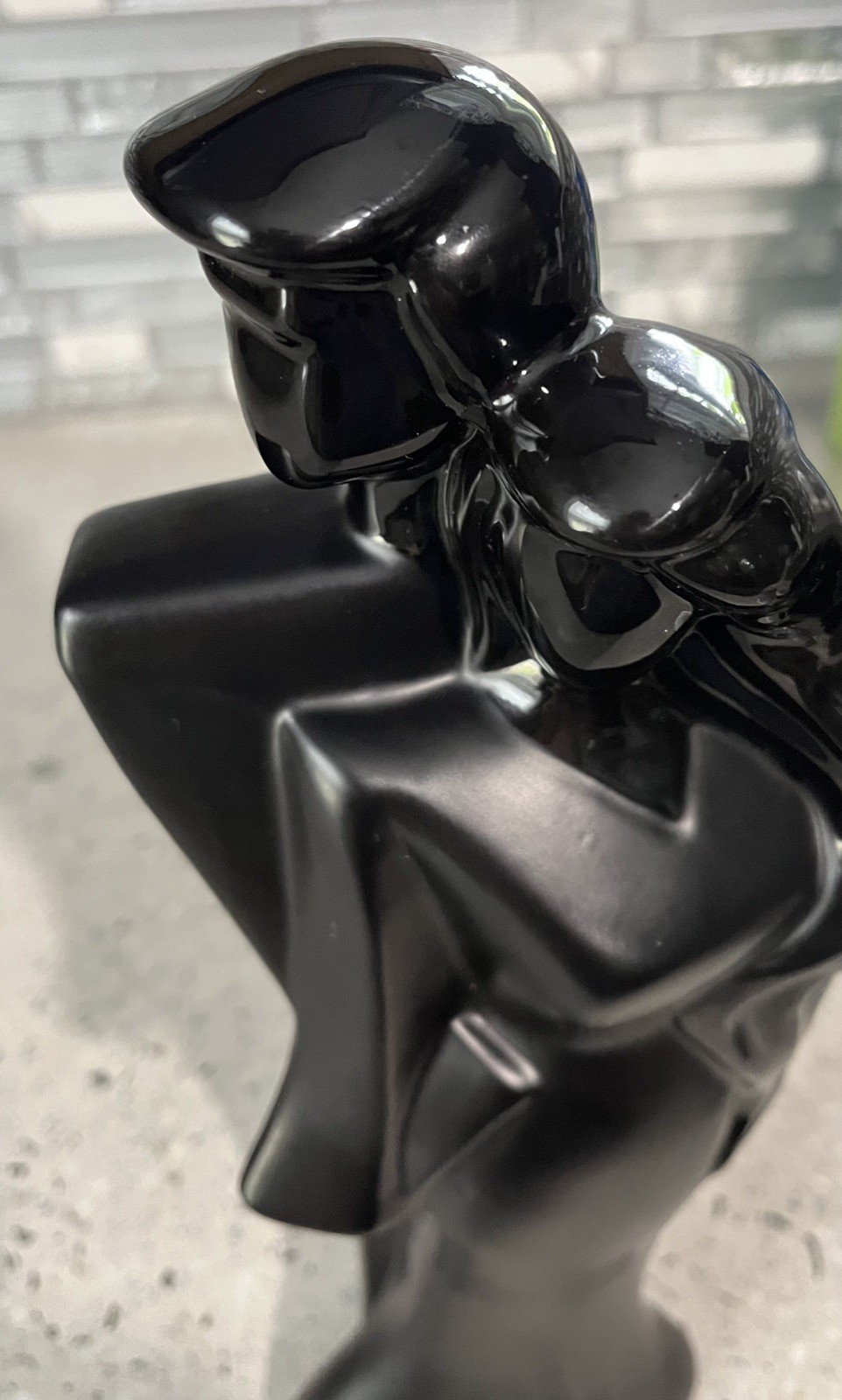 Vintage 1980 Lindsey B. Style Couple 12″ Art Deco Figure Love Black Abstract