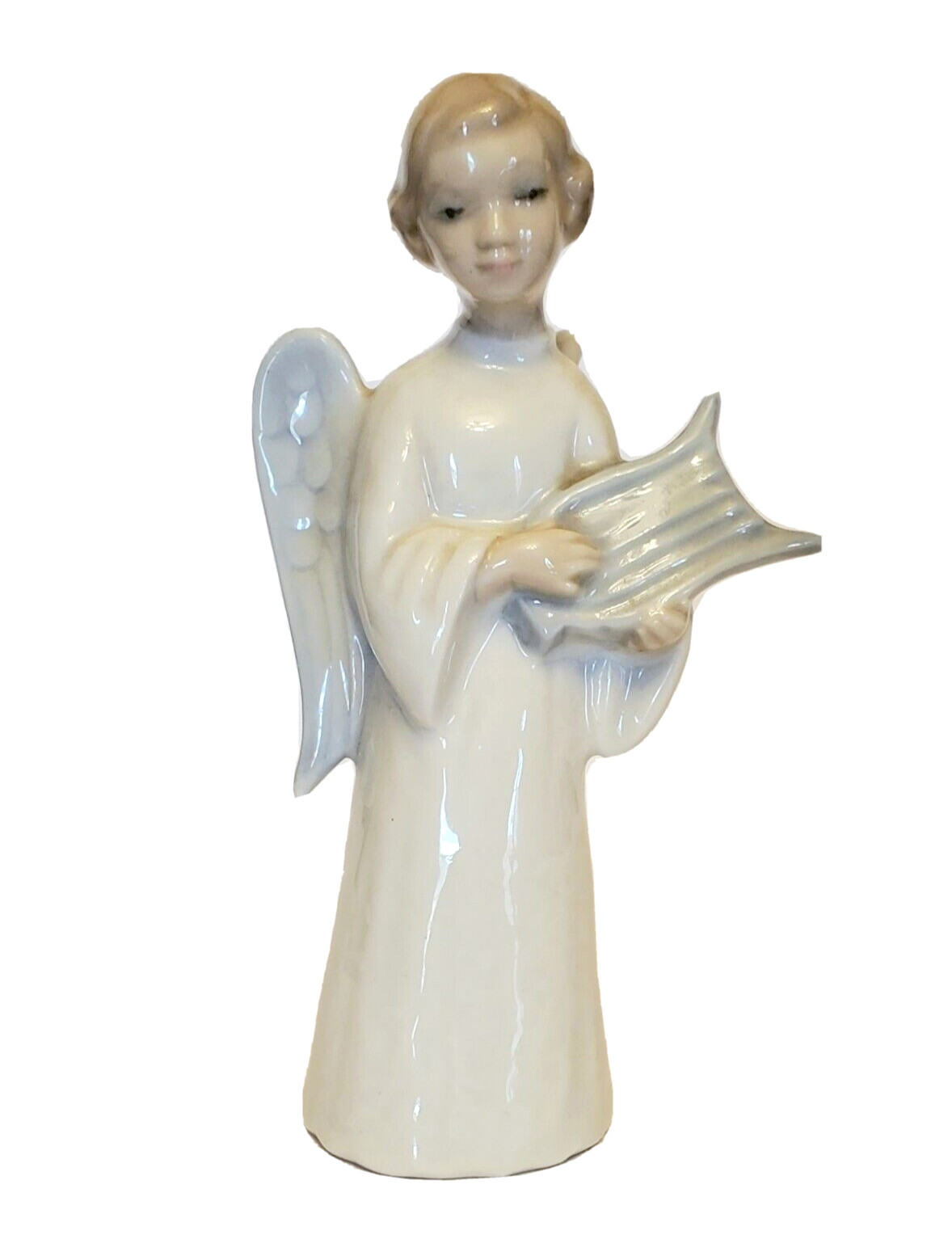 Lovely Tengra Figurine of an Angel Playing Harp Made In Spain Pastels Vintage