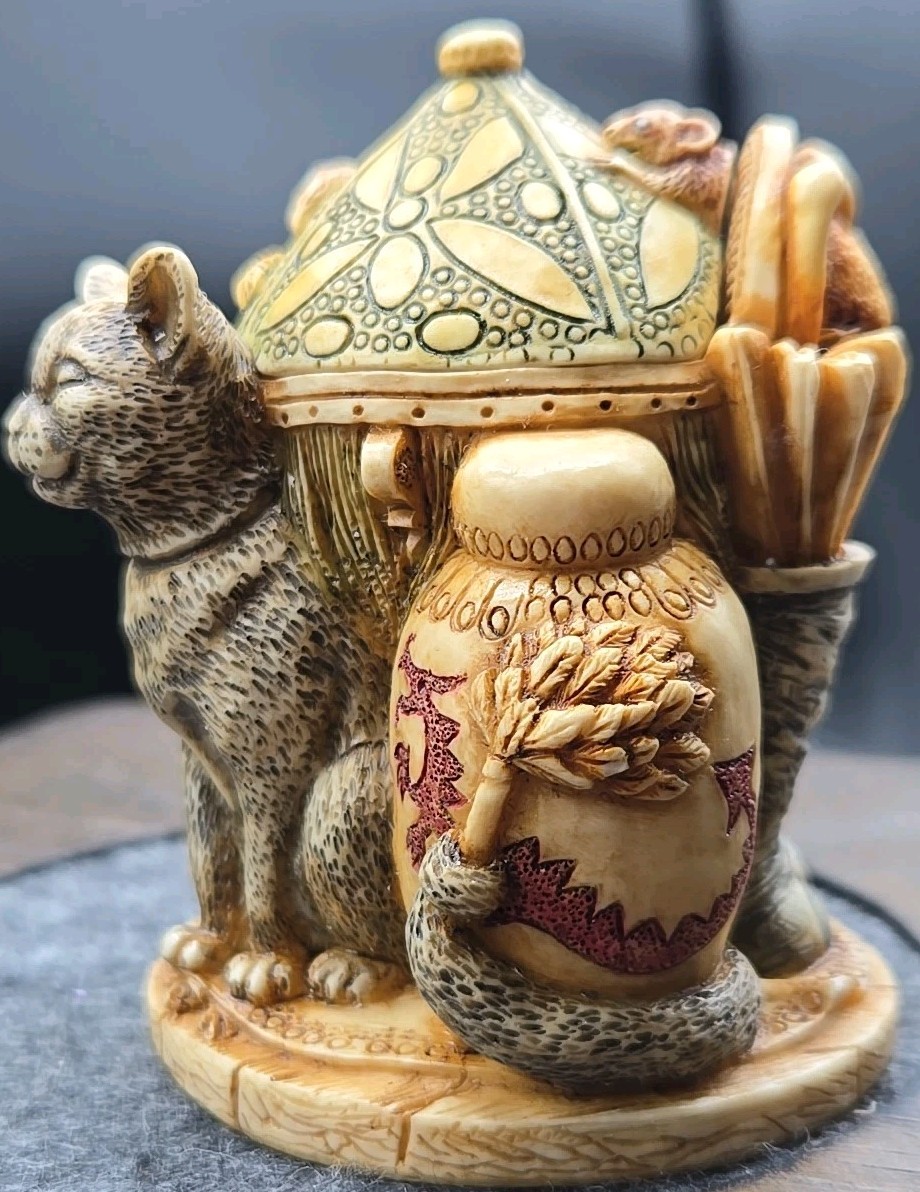 Harmony Kingdom Night Light CAT Trinket Box Figurine Signed TJLEB00F LIMITED