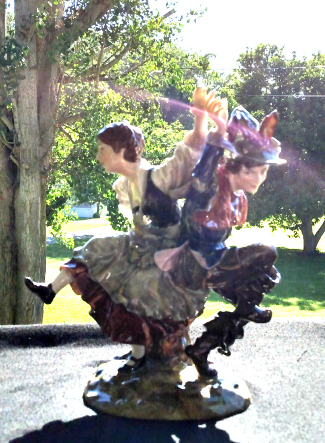 Antique German Potschapell Porcelain Dancers Figurine 9.25″ high ∆ Ornate Detail