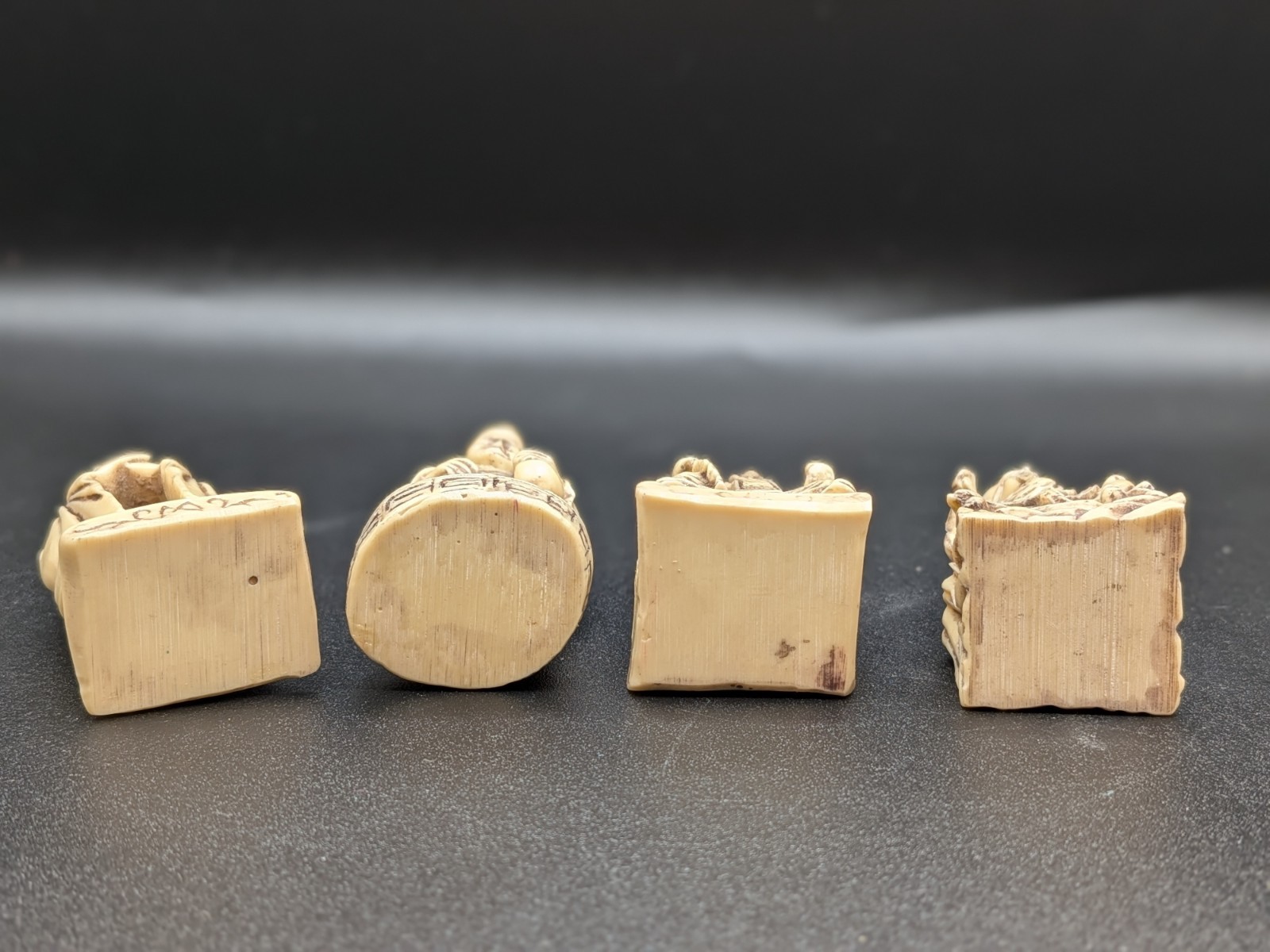 Vintage Wise Men Lucky God Figurine Set of 4 Chinese Deities Netsuke Japan Style