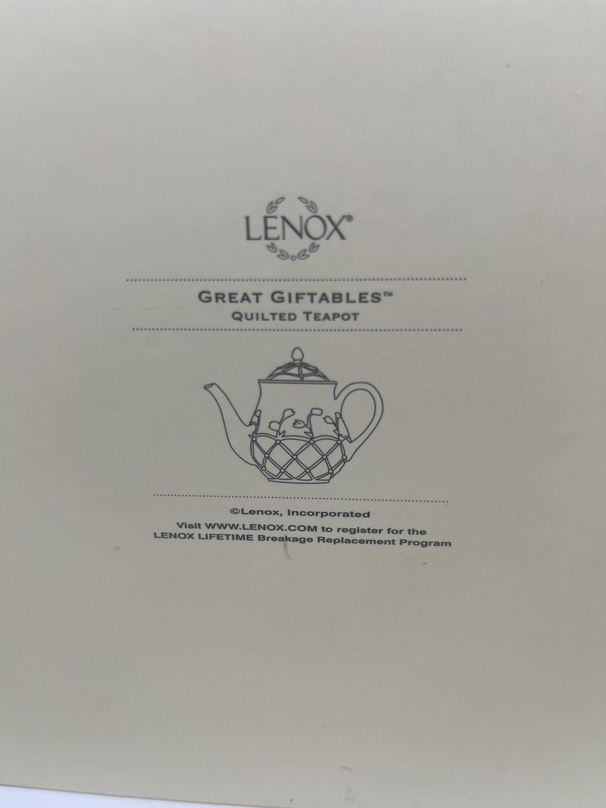 Lenox Great Giftables-Quilted Teapot-761383 NEW