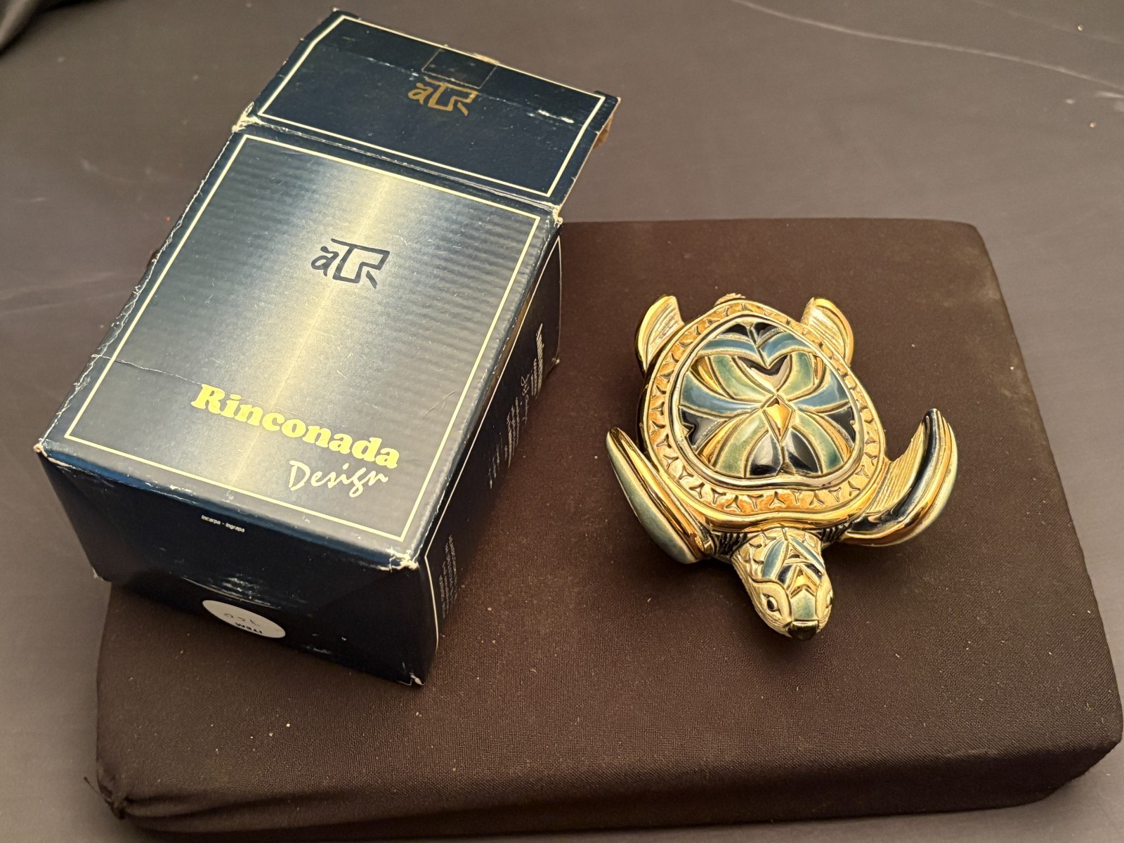 Artesania Rinconada #720 Sea Turtle Figurine De Rosa Gold Series 24k Gold Boxed