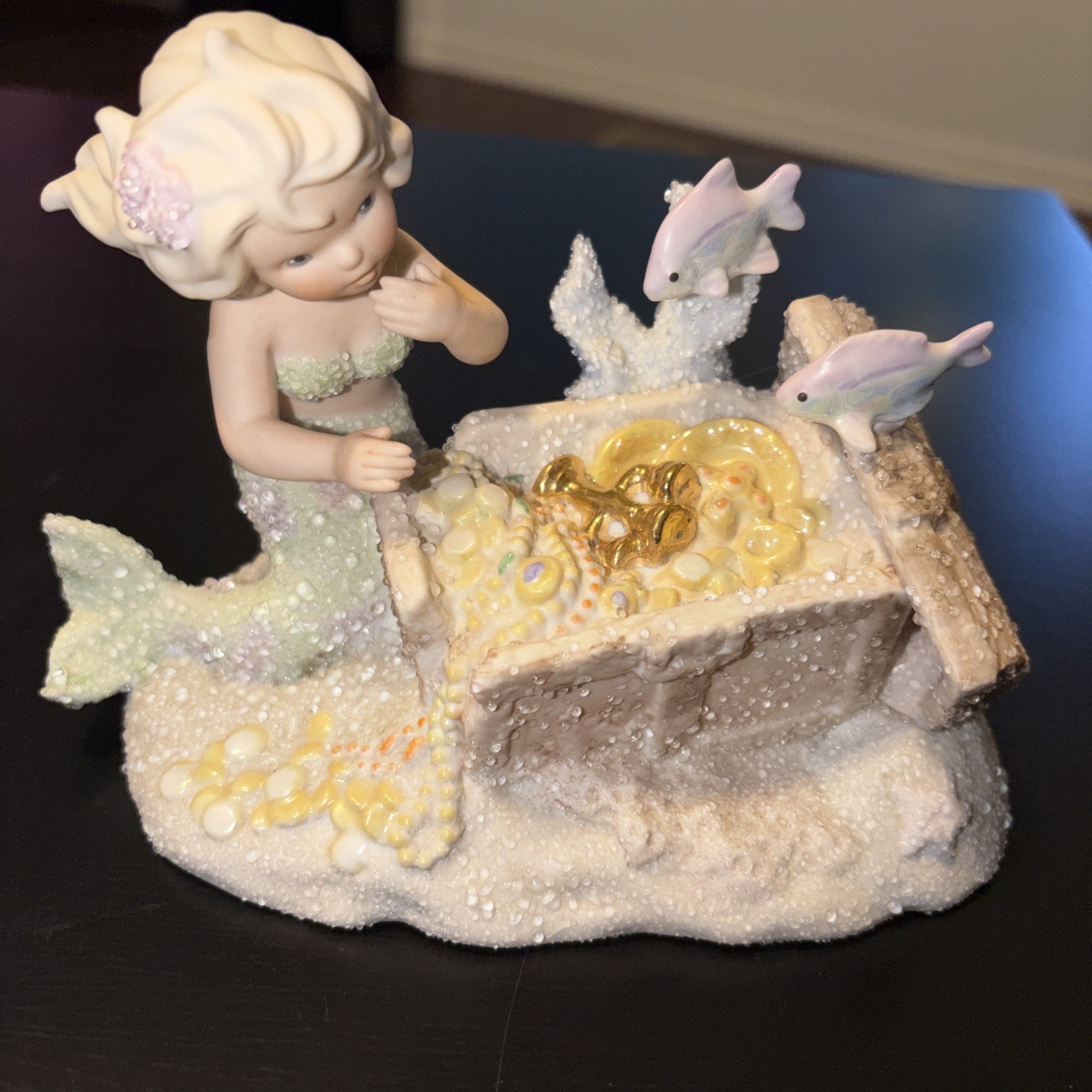 “Jewel” Coral Kingdom Mermaid Figurine By Enesco 1994 157/7500 Shimmering Stone
