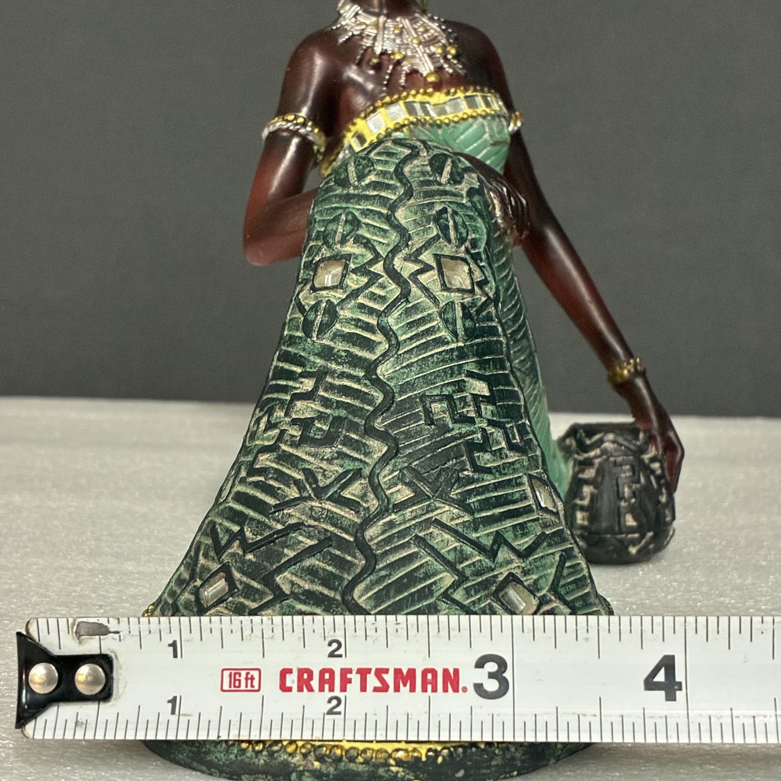 Native African Women Princess Figurine Resin Sculpture Mosaic-Style Tribal 8″