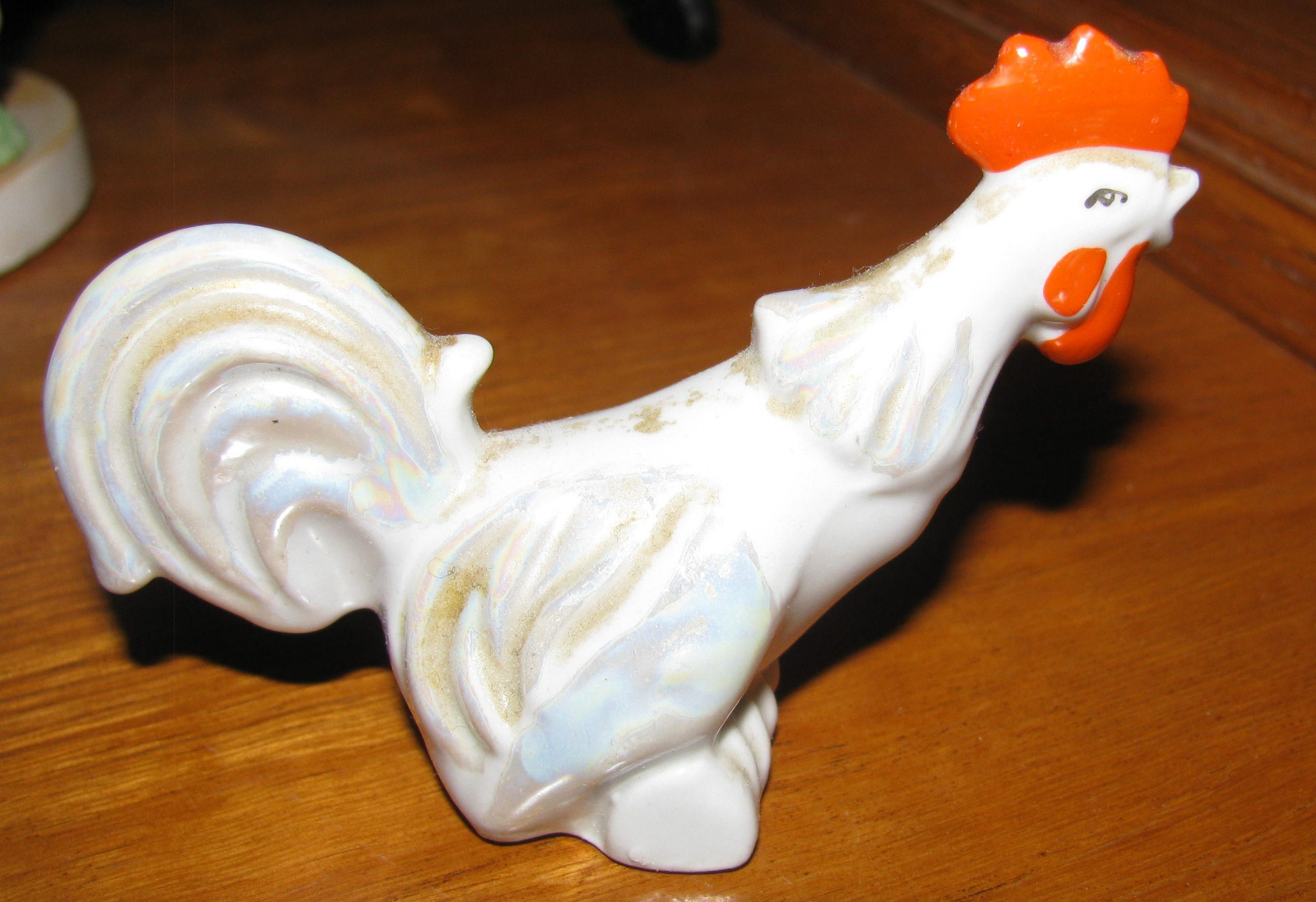 Porcelain statue Fighting cock, Riga porcelain USSR, faience,1940s – 1950s RARE!