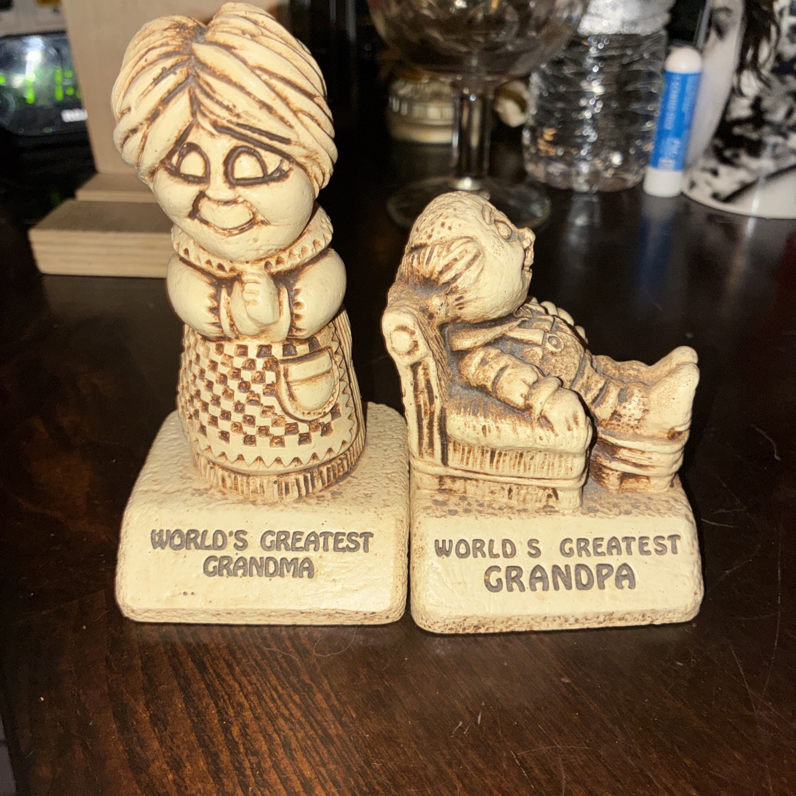 Lot Of 2 Vintage 1972 WORLDS GREATEST Grandma & Grandpa Figurine by PAULA