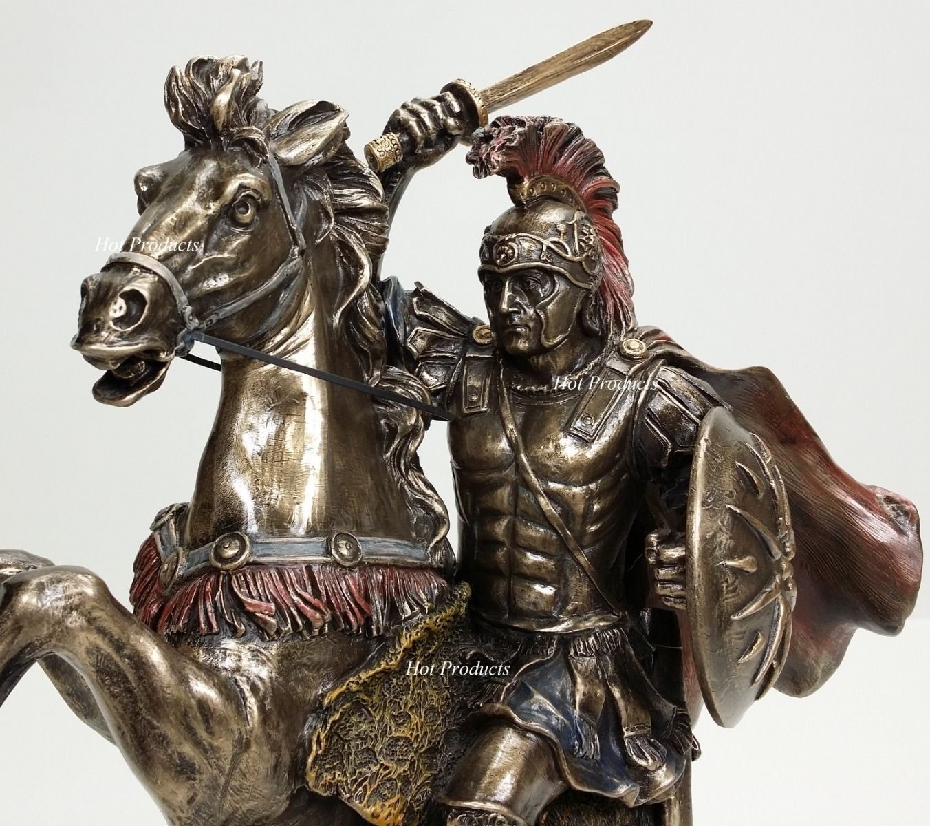 13″ Alexander The Great on Horse Greek King Statue Bronze Finish Sculpture