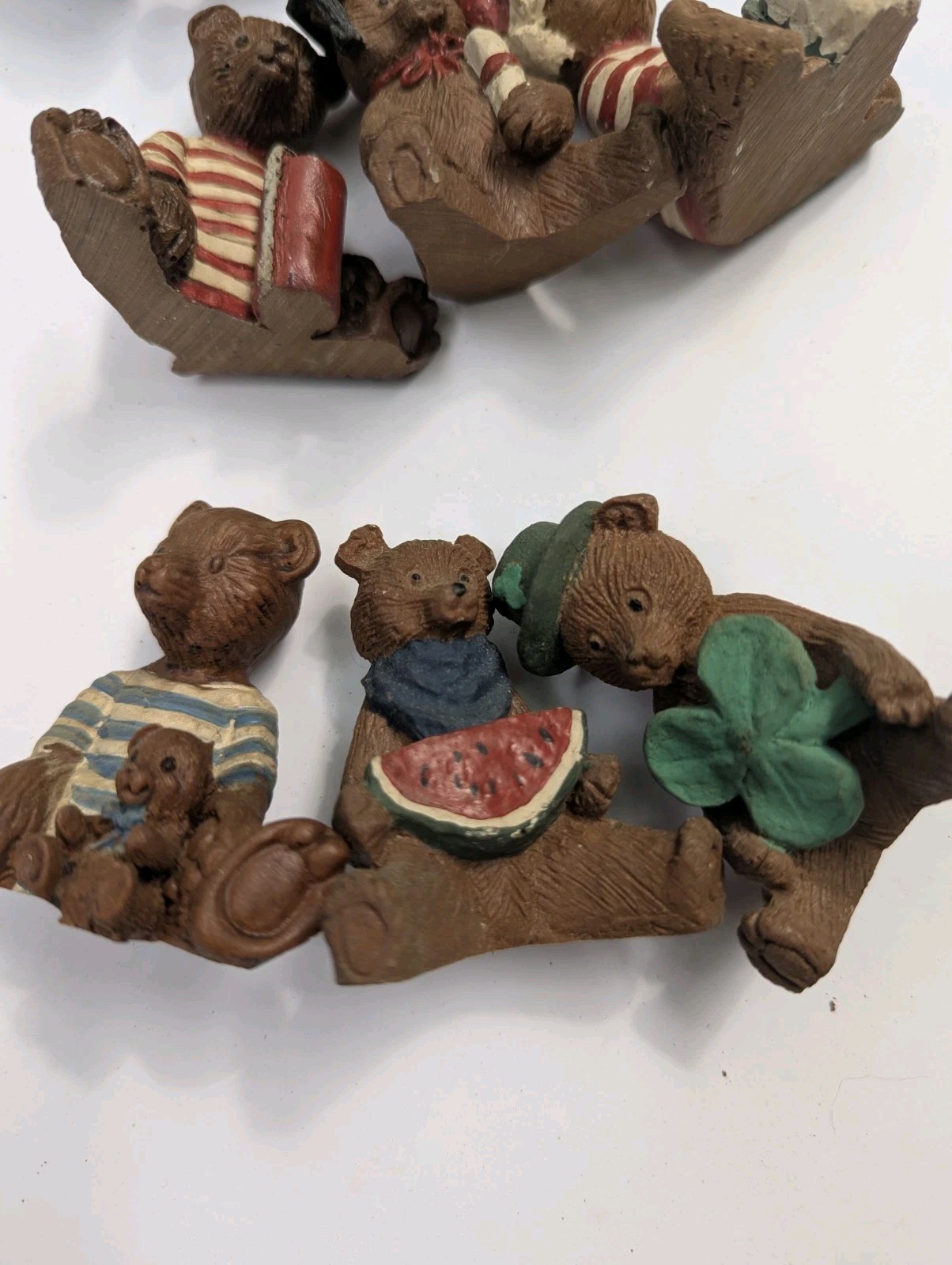 Vintage Miniature 2″ Teddy Bear Figurine Composite Resin – Set of 15