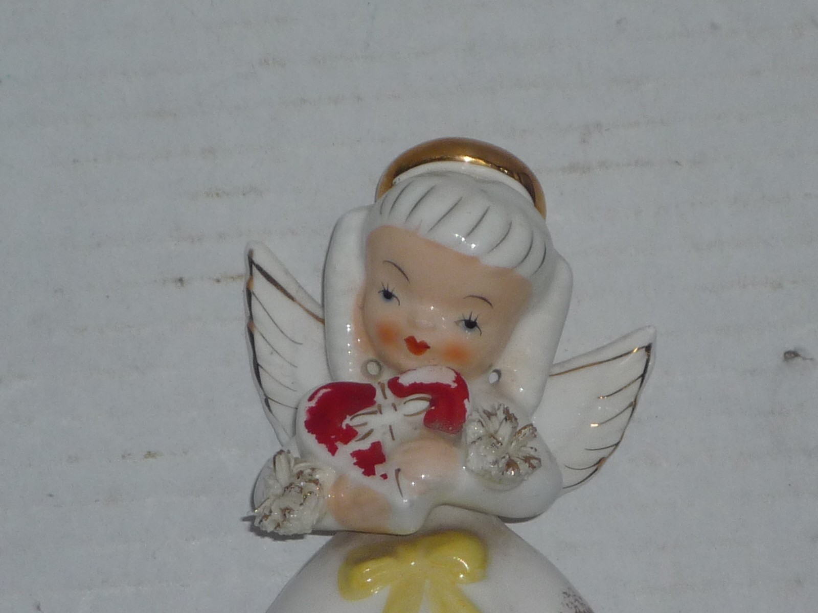 VINTAGE JAPAN 1194 SPAGHETTI TRIM FEBRUARY ANGEL FIGURE FIGURINE CUTE READ