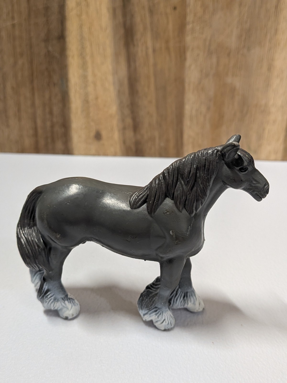 Clydesdale Horse PVC Figure Gray 1988 Toy Collectible – 4″ Long