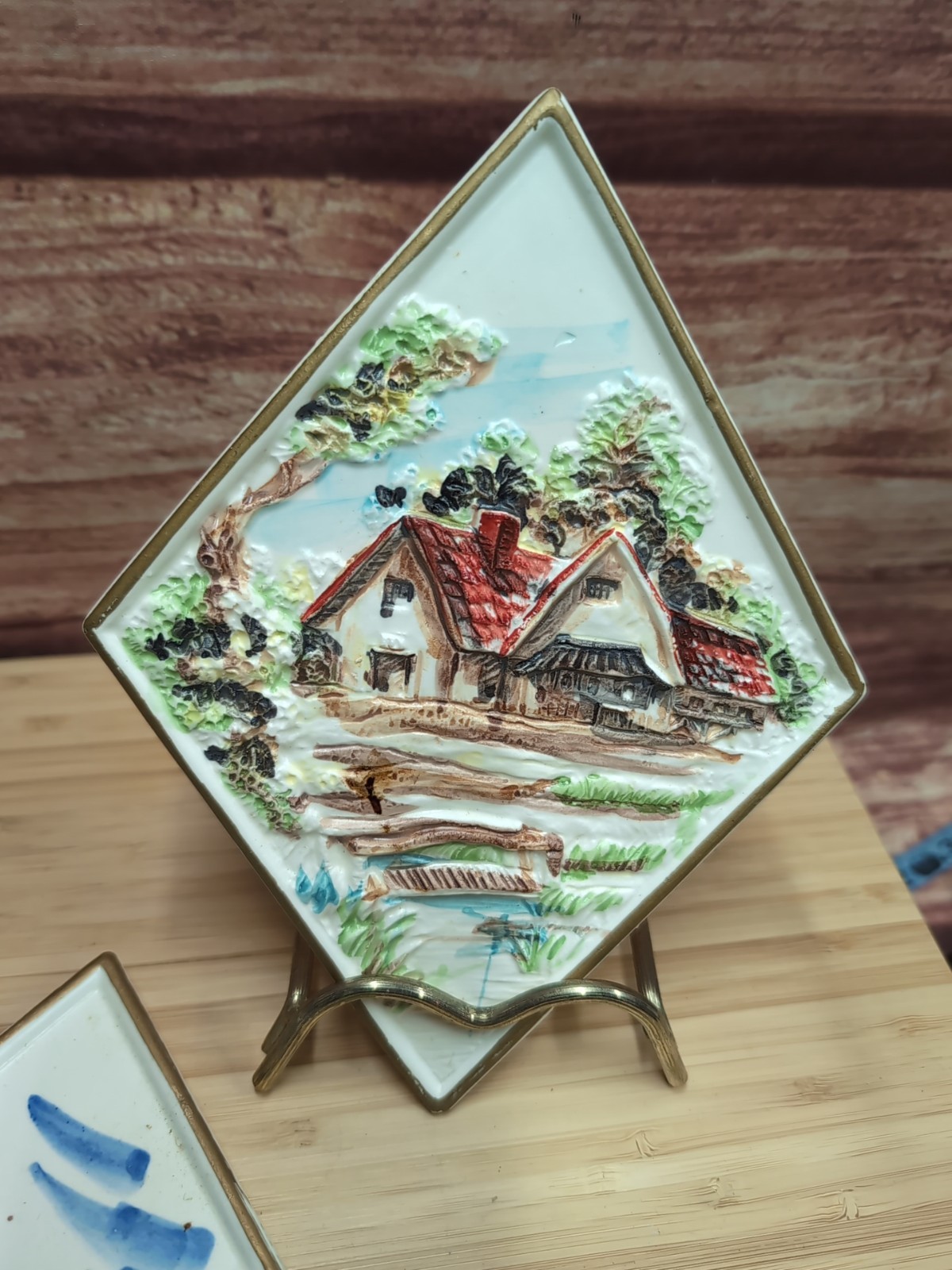 Vintage Lefton Regus paroff Exclusive Country Scenery Wall Hanger Tiles Lot of 4