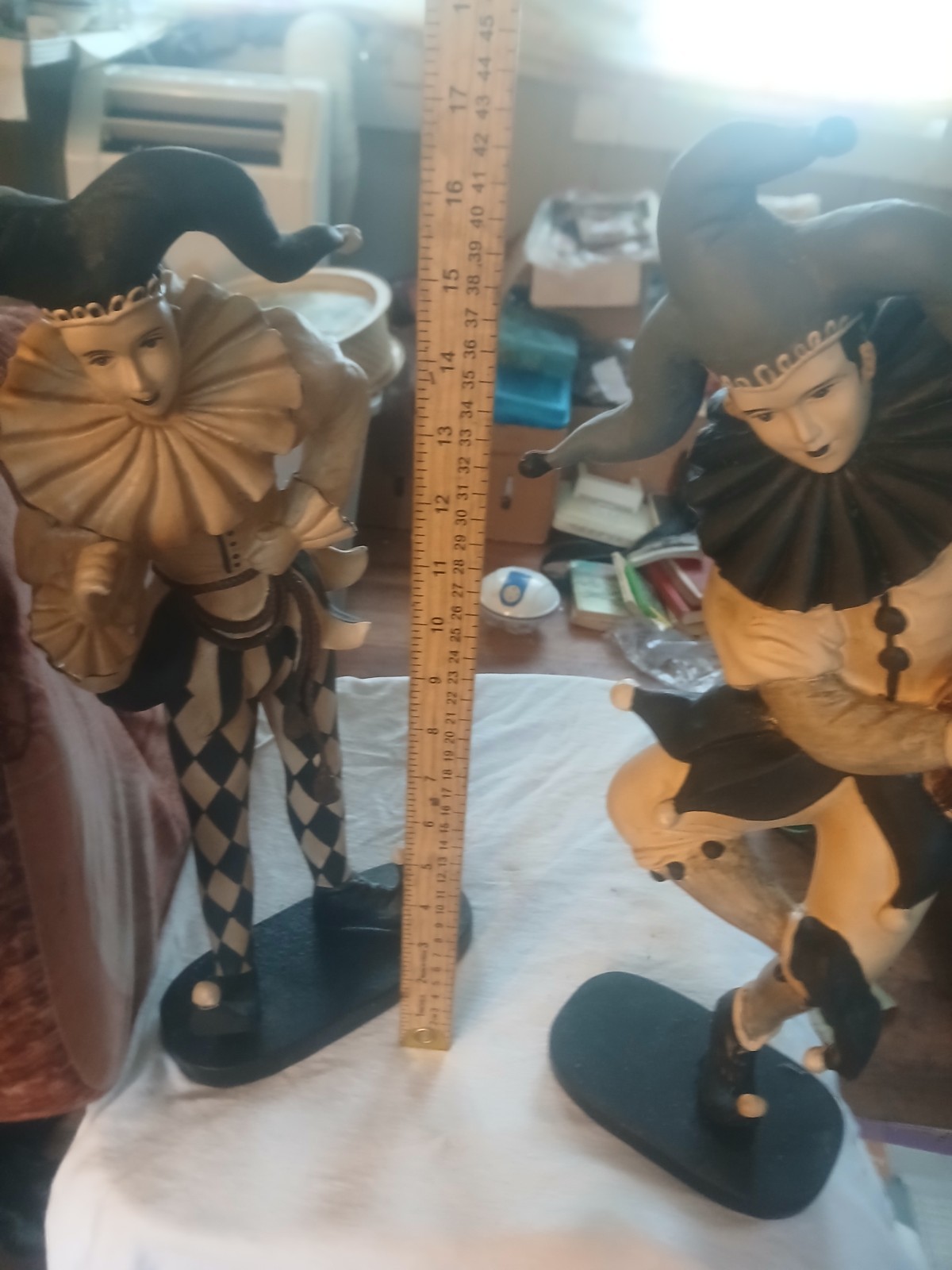 Vintage Harlequin Jester Figurines Pair 17″ Made in Philippines Model 108H –…