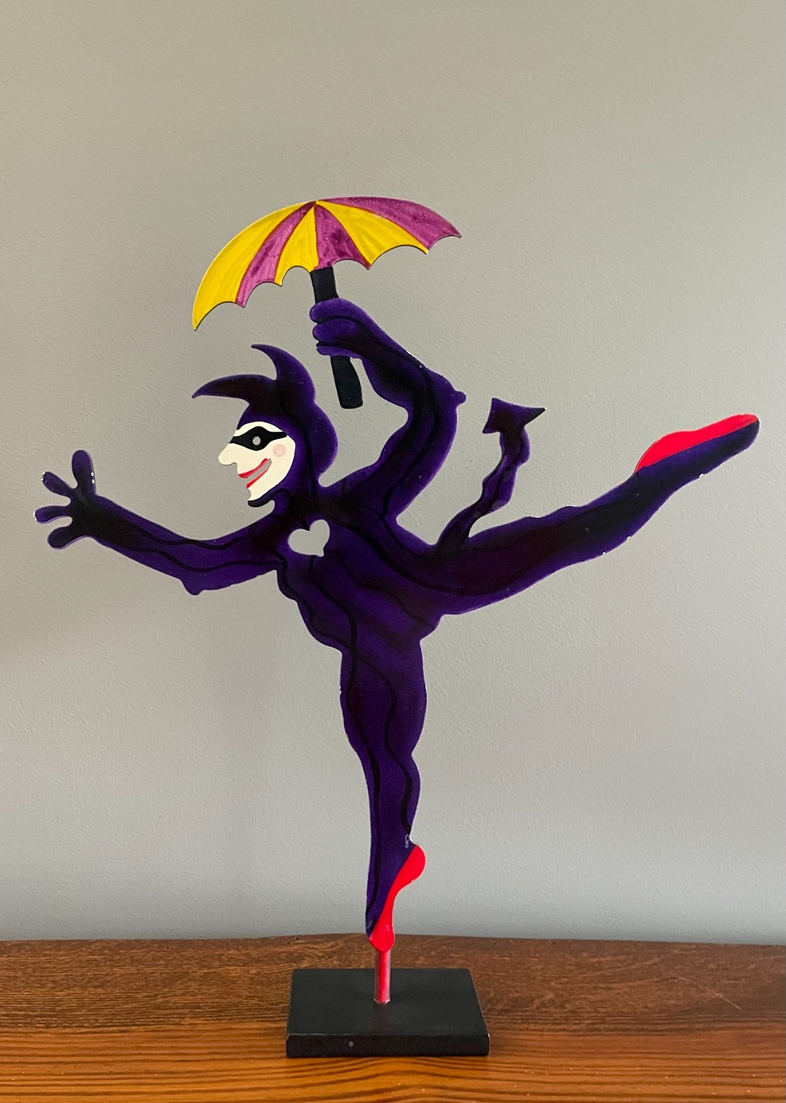 Collectible Judie Bomberger Cirque du Soleil Clown Devil Tail Metal Art Statue
