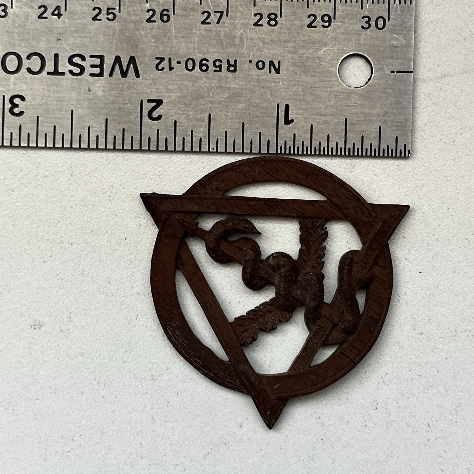Vintage 2 Inches wooden carved medical Dentistry emblem