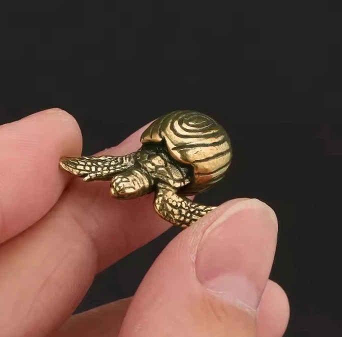 Brass Sea Turtle Animal Figurine Miniature Statue Table Desk Home Decoration Toy
