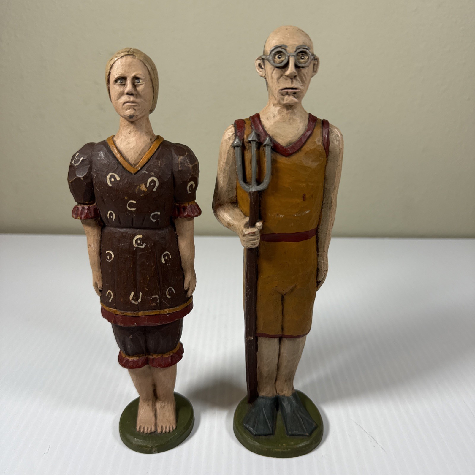WOLF CREEK FOLK ART AMERICAN GOTHIC COUPLE Swimsuits Signed David Rodemann
